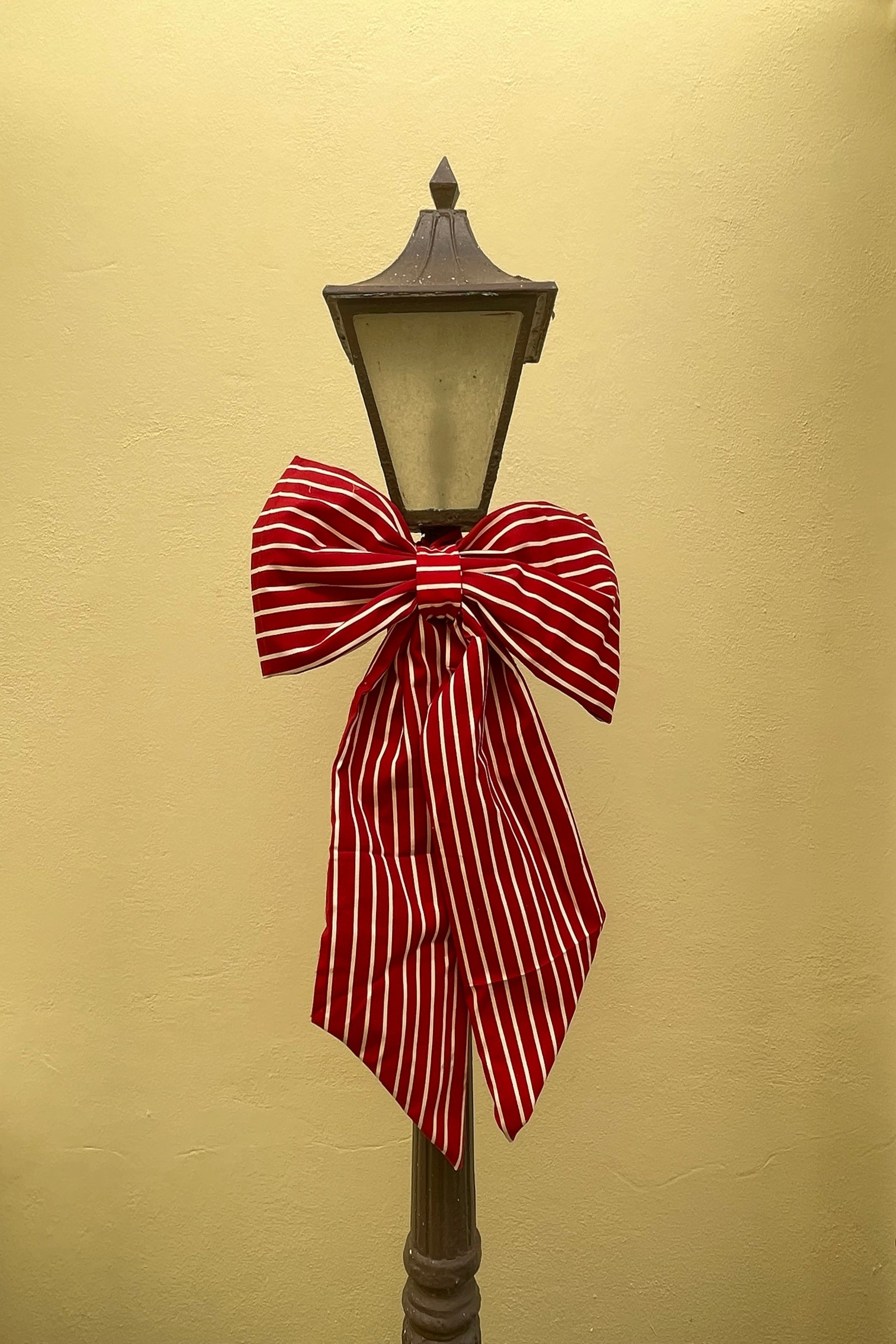 Oversized Striped Red & White Bow