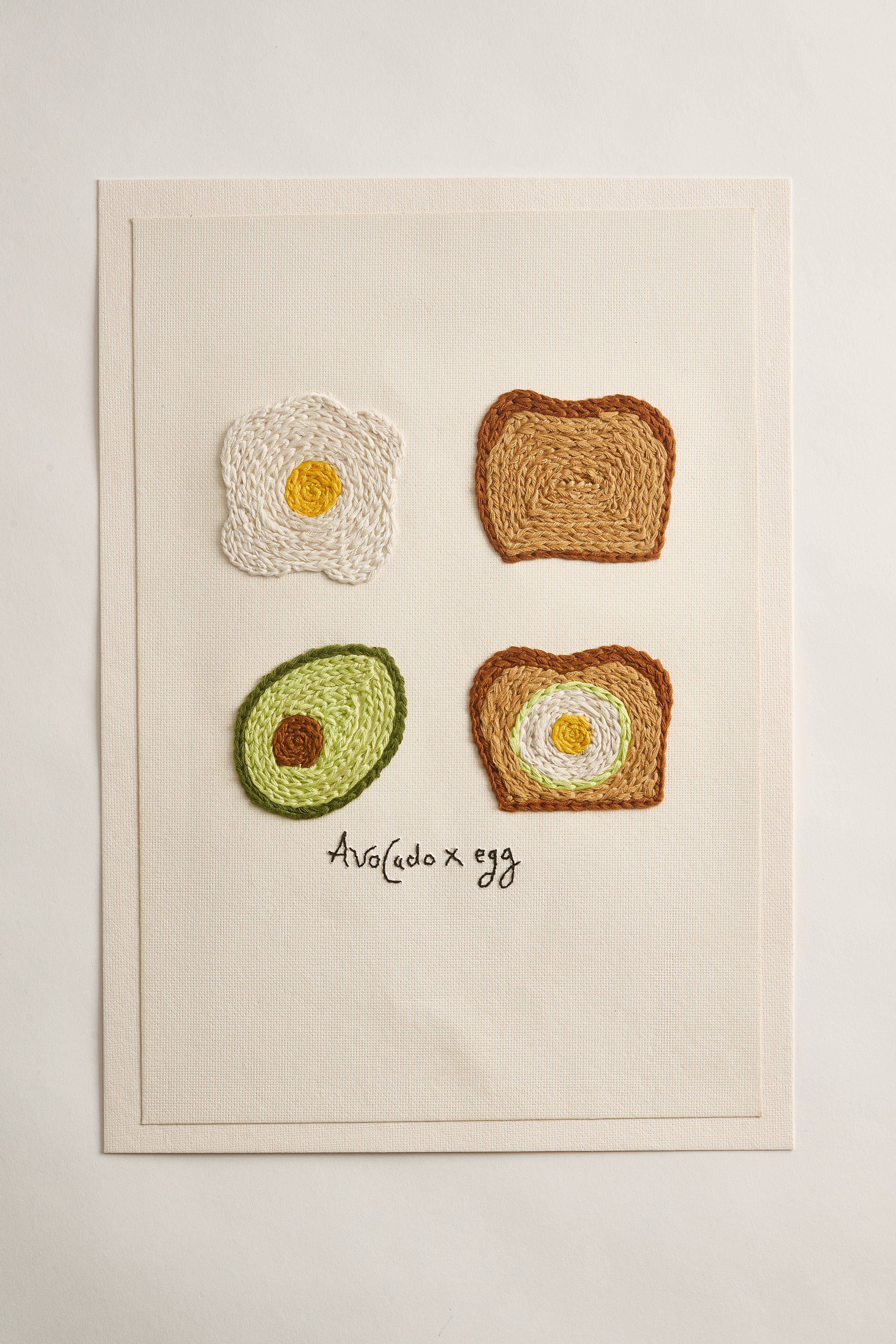 A4 Hand Embroidered Avocado x Egg Card