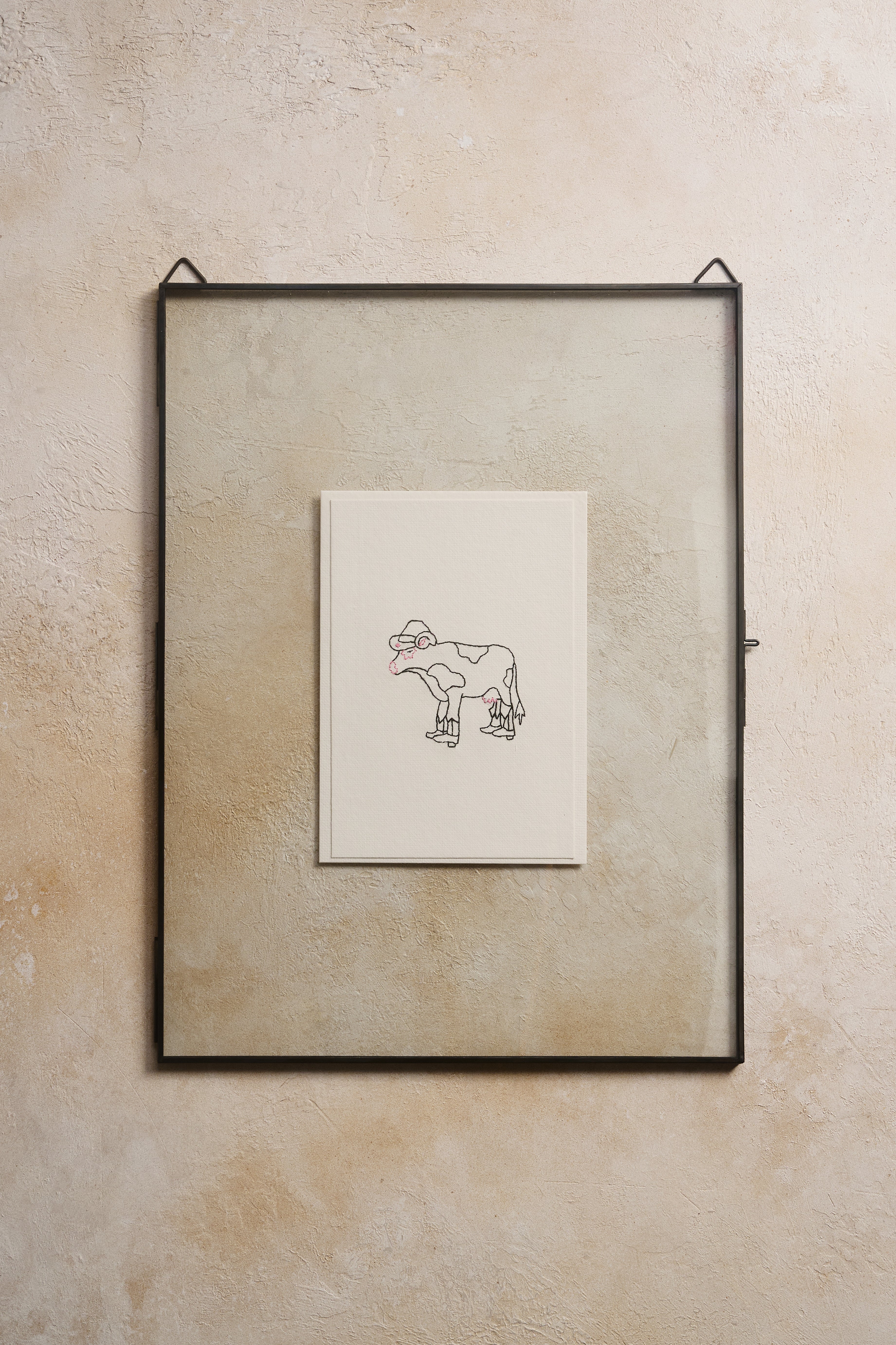 Hand Embroidered Cow(boy) Card
