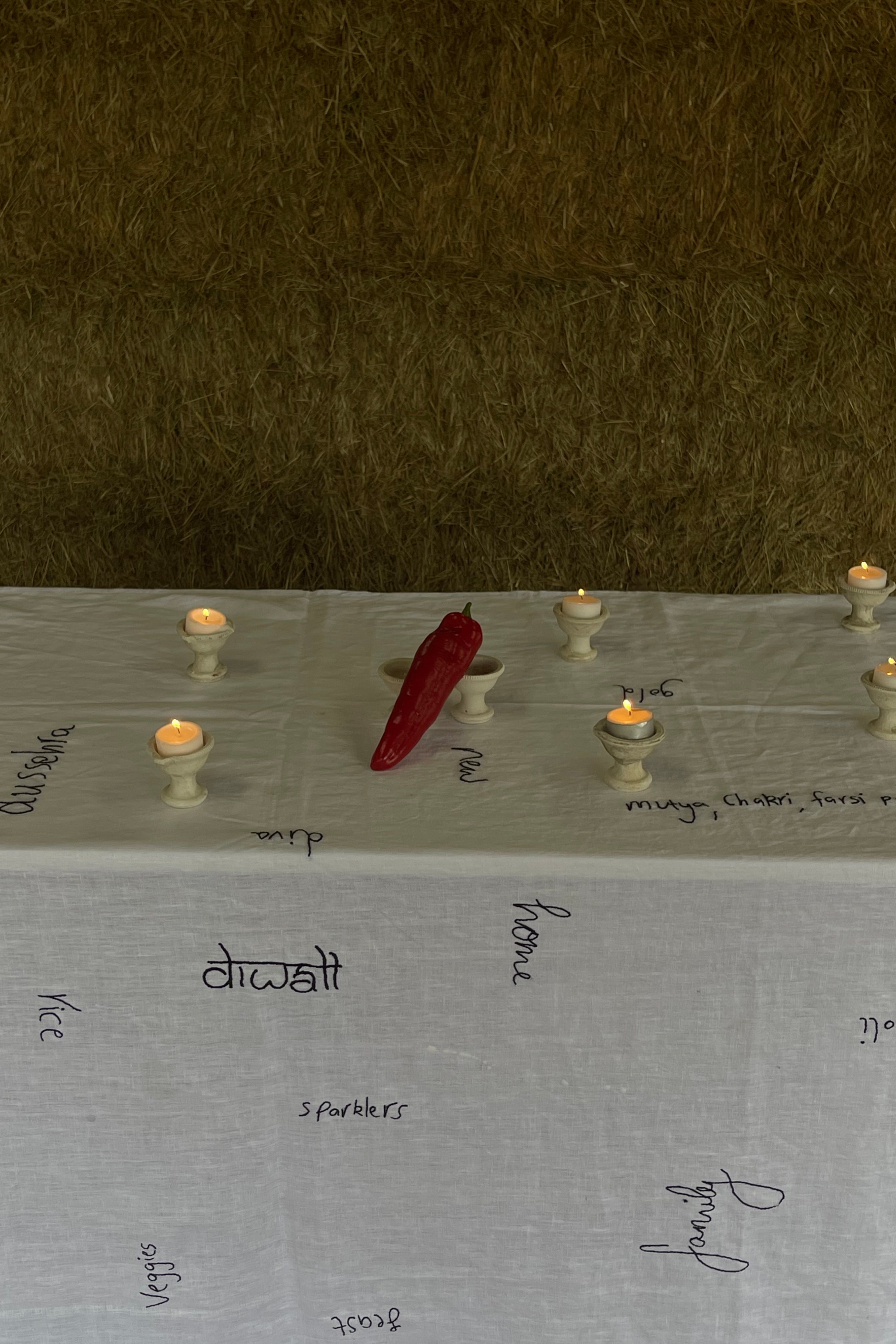 Hand Embroidered Large Diwali Tablecloth