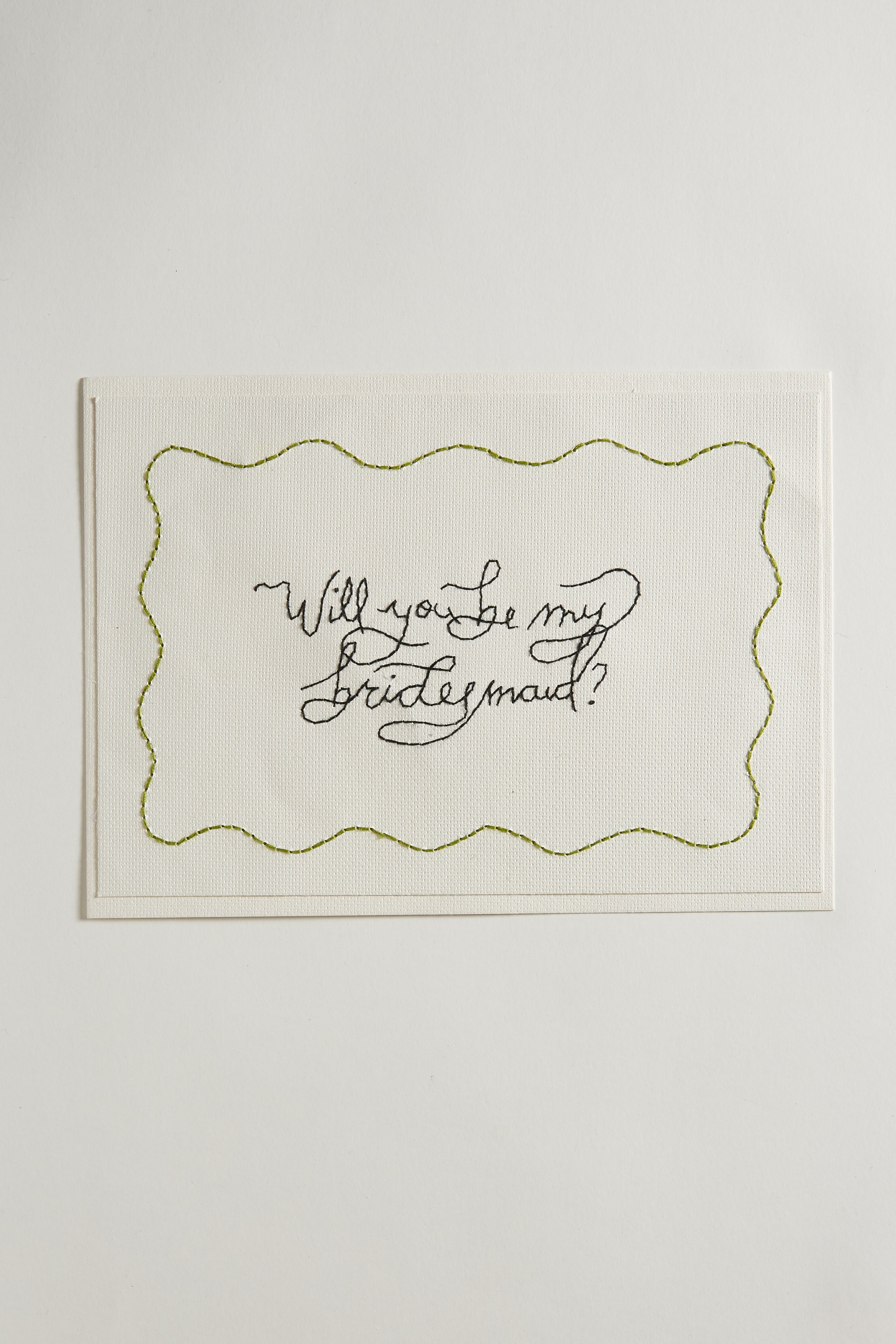 Hand Embroidered Wave Wiggle ‘Will you be my bridesmaid?’ Card