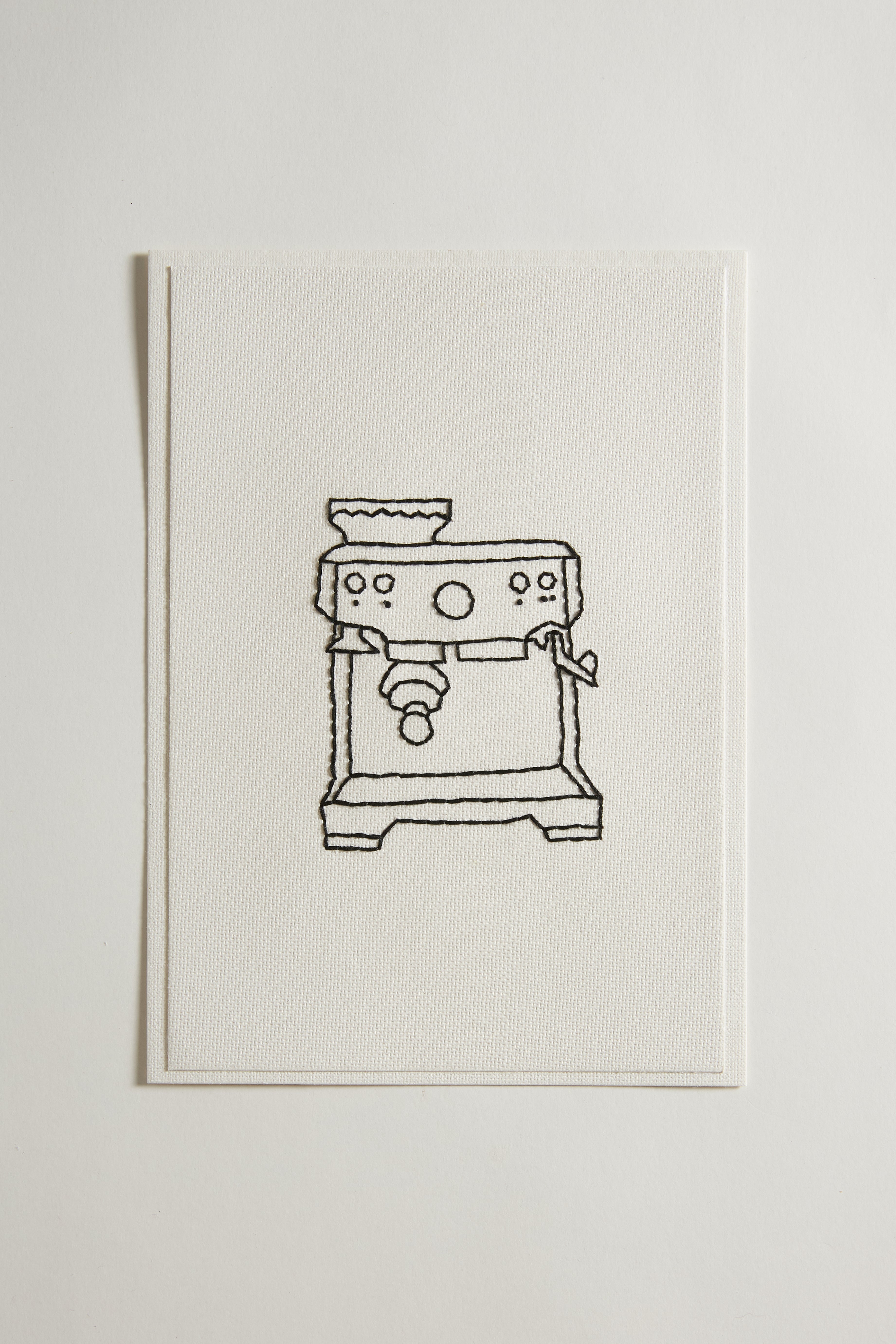 Hand Embroidered Coffee Machine Card