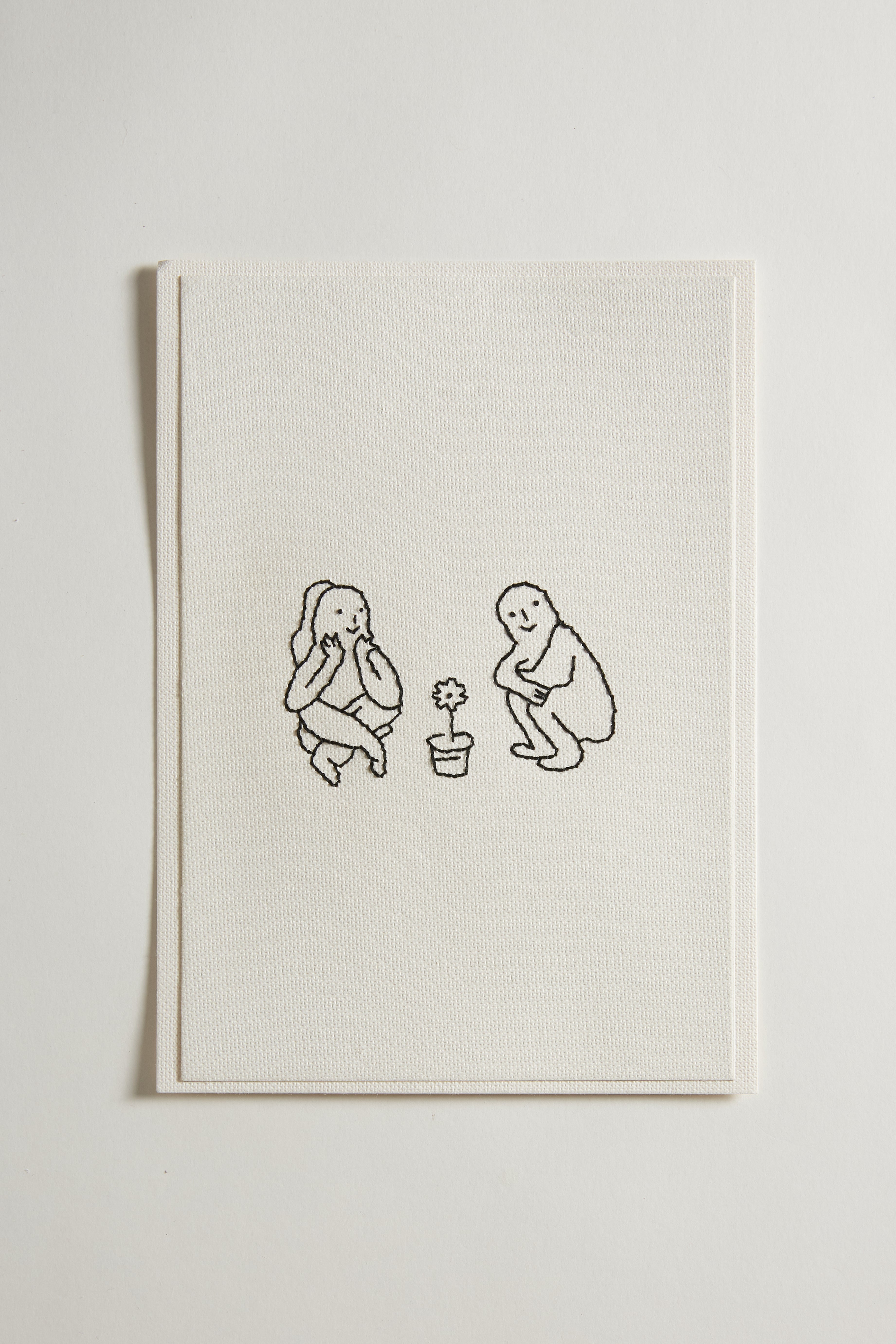 Hand Embroidered Couple with Plant Card