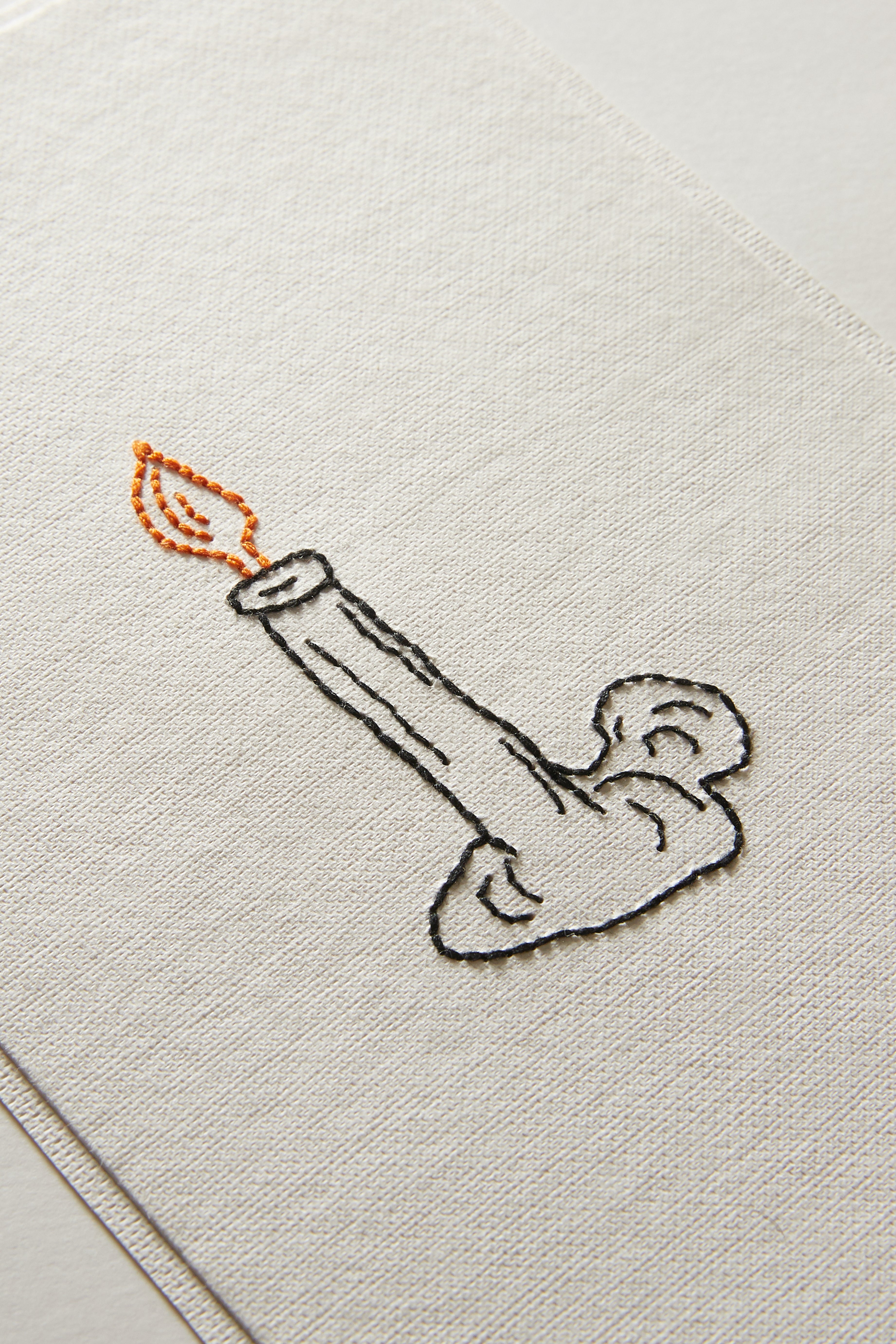 Hand Embroidered Candlelight Card