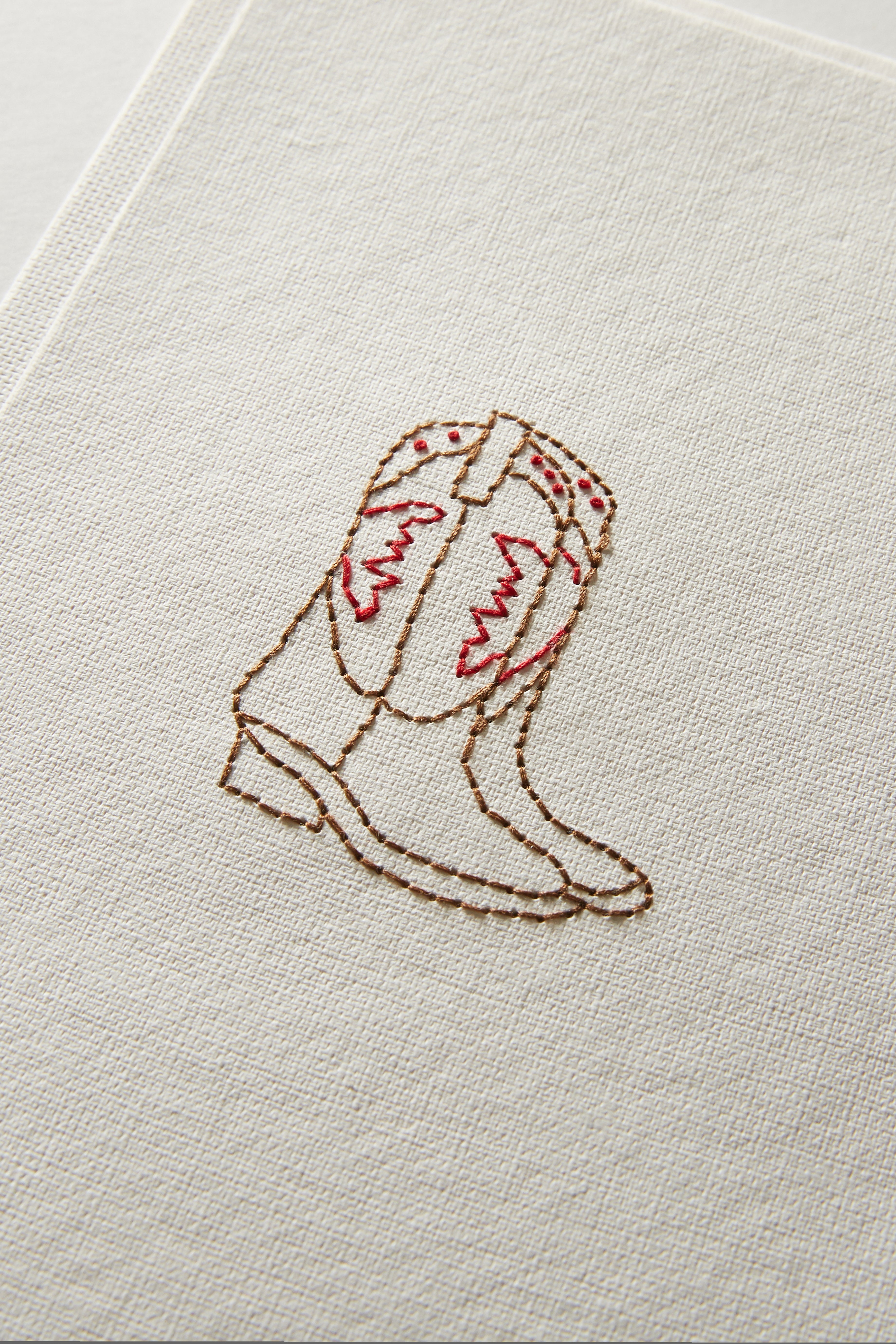 Hand Embroidered Cowboy Boots Card