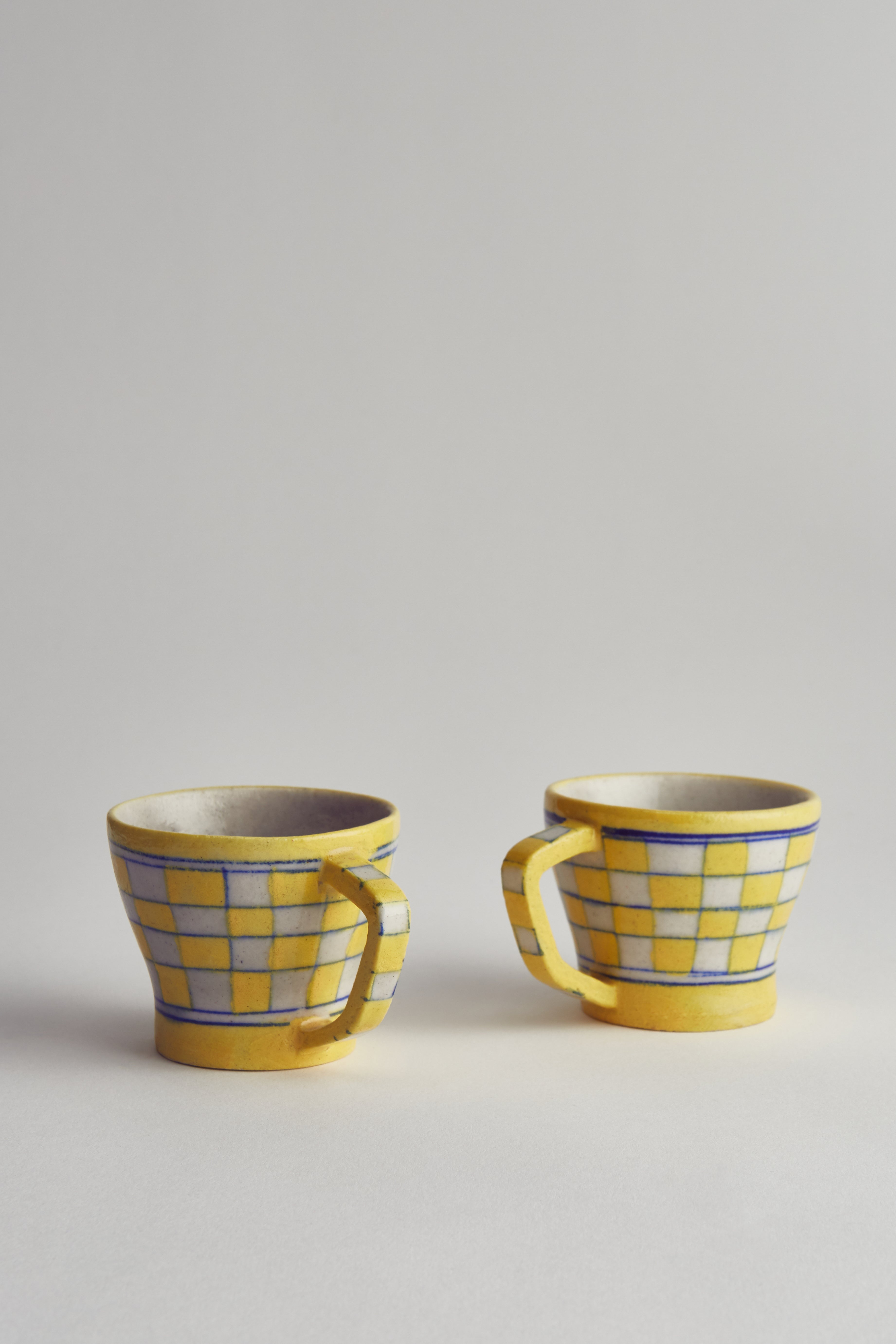 Ceramic Chequered Espresso Cups