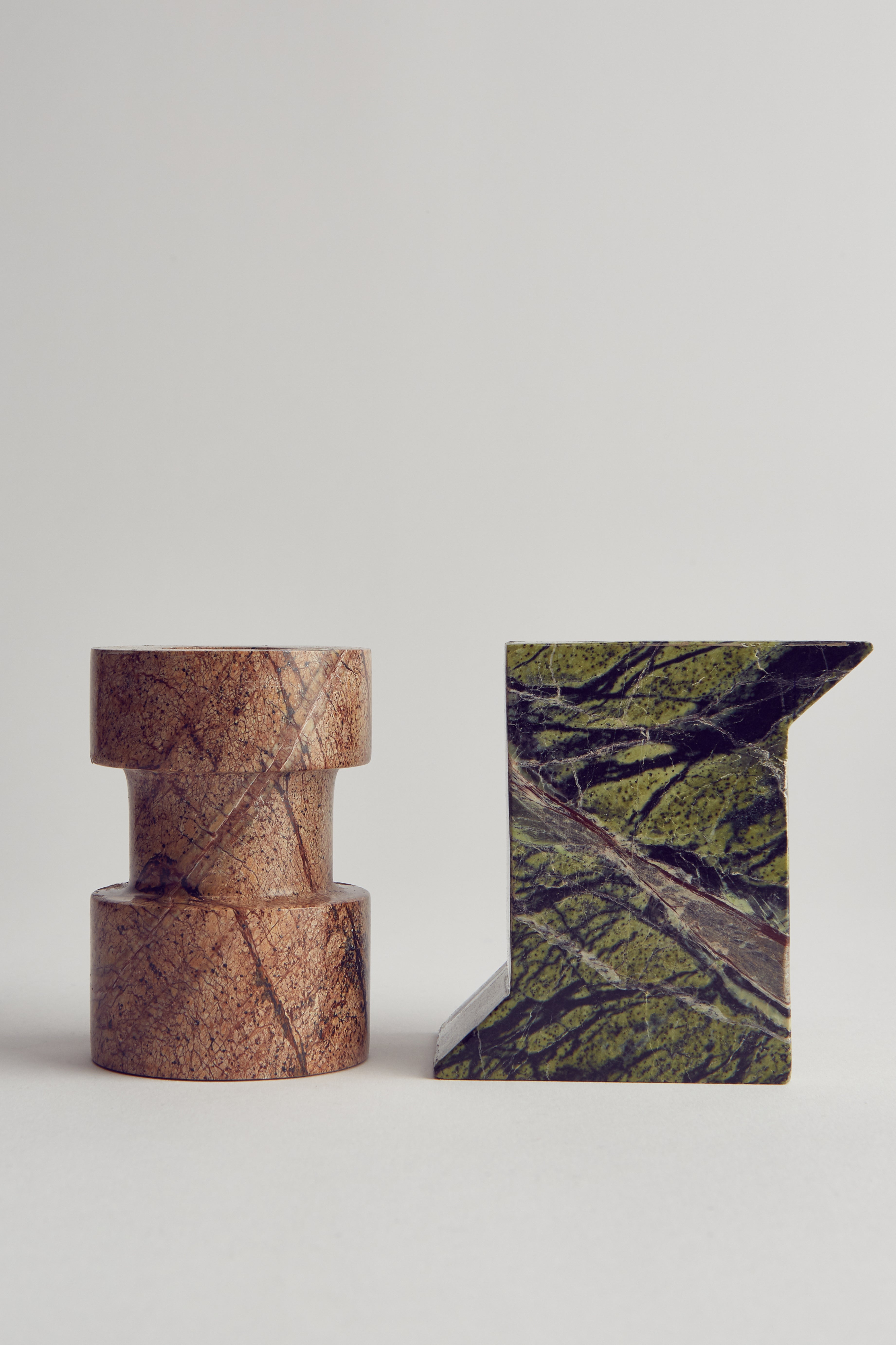 Geometric Marble Candle Stick Holders
