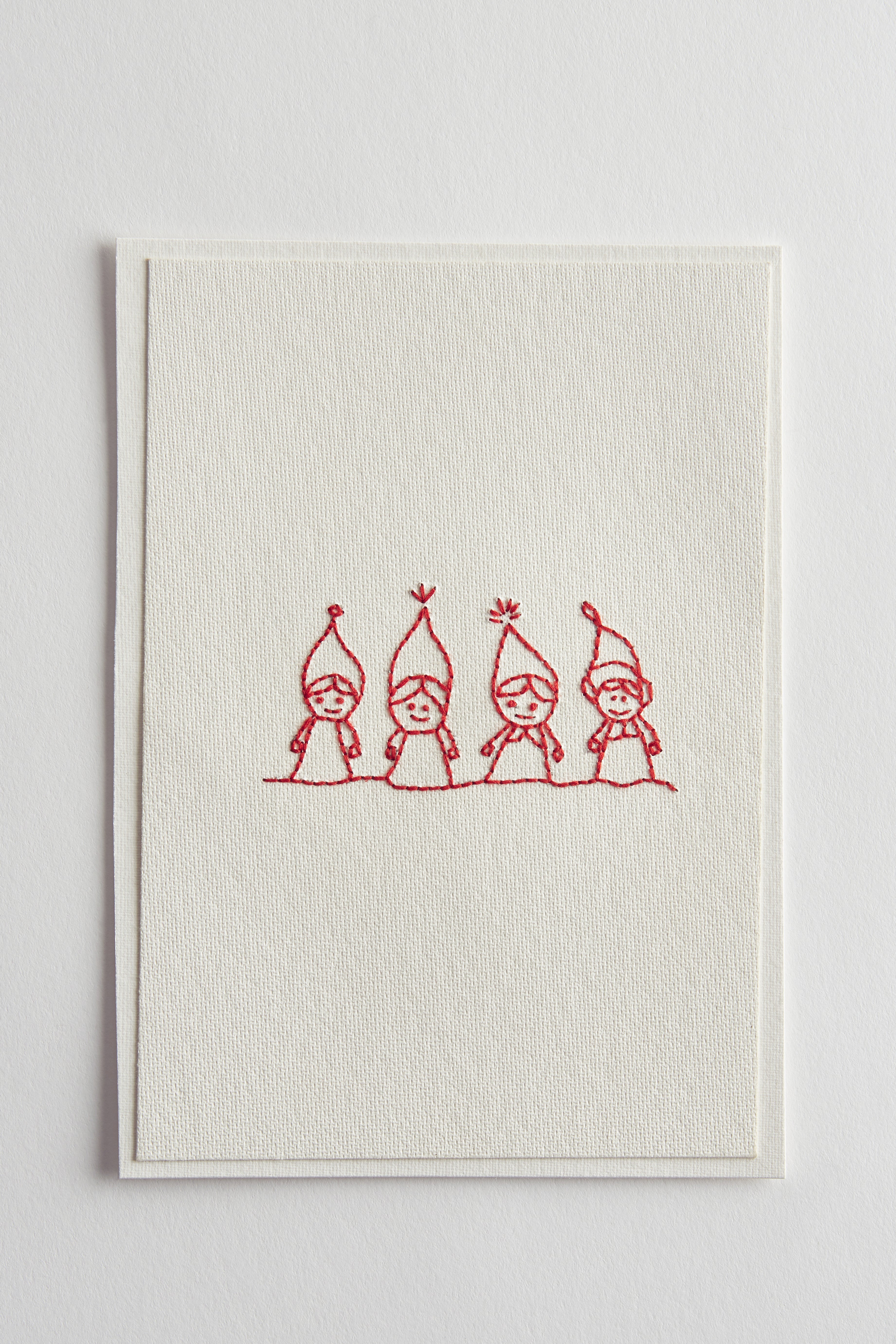 Hand Embroidered Gnomes Card