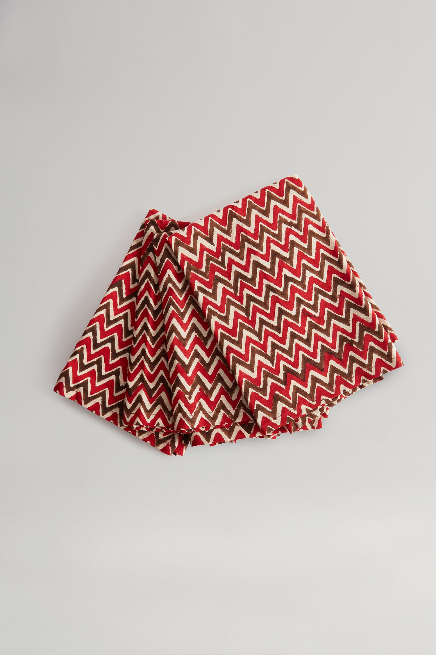 Red, White & Olive Green Zig Zag Napkins