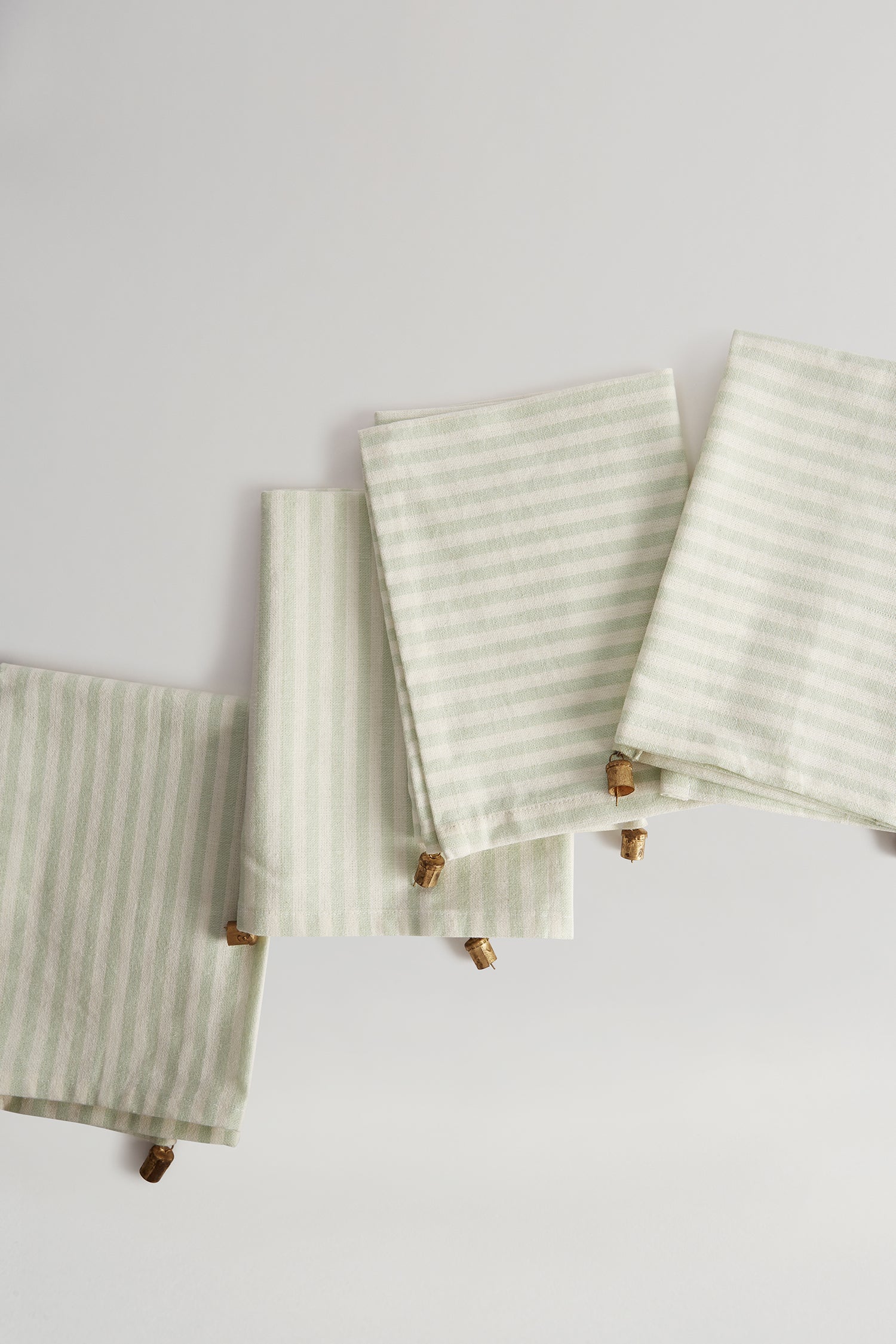 Stripe + Bell - Pistachio & White Napkins
