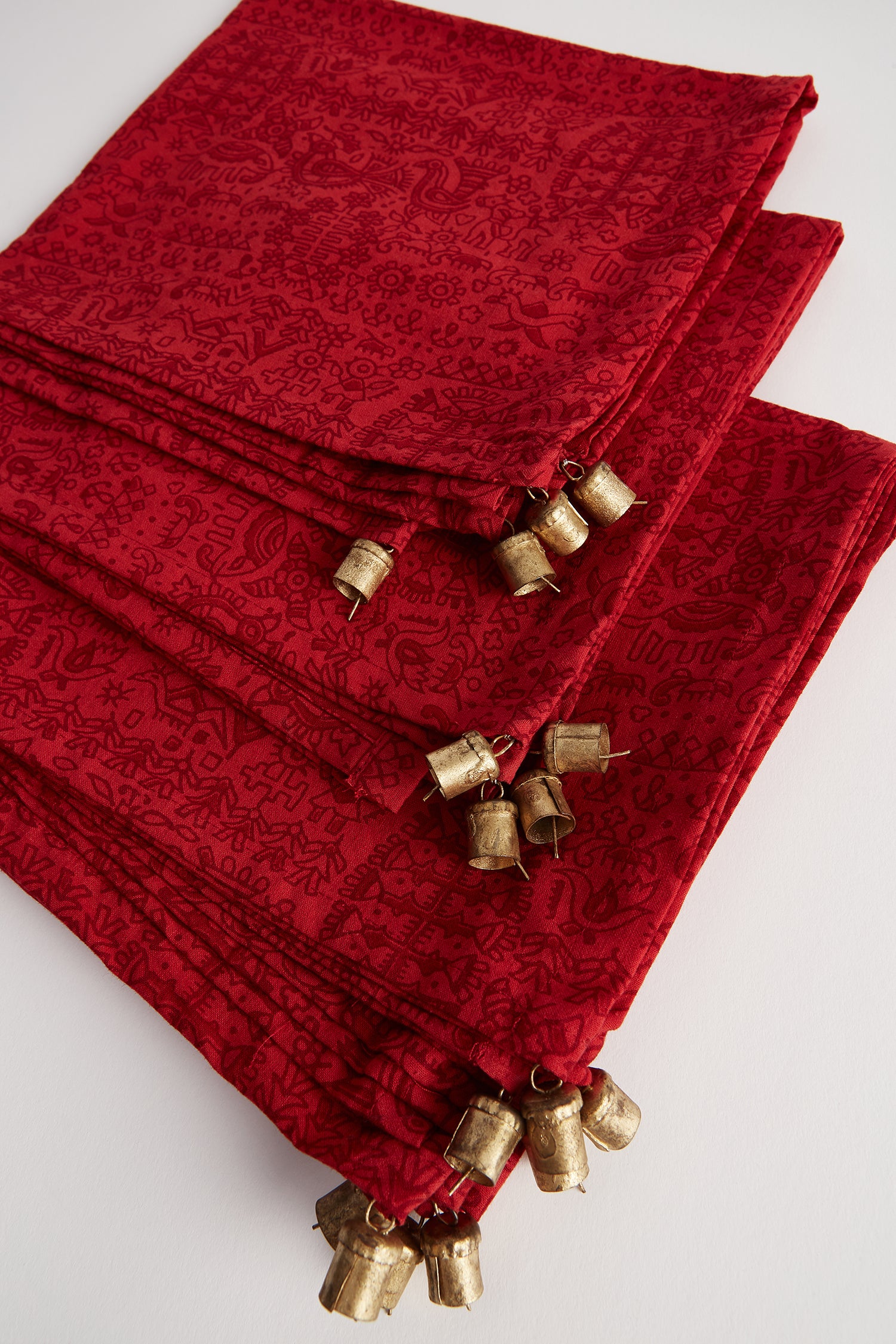 Red Printed Brass Bells Napkins