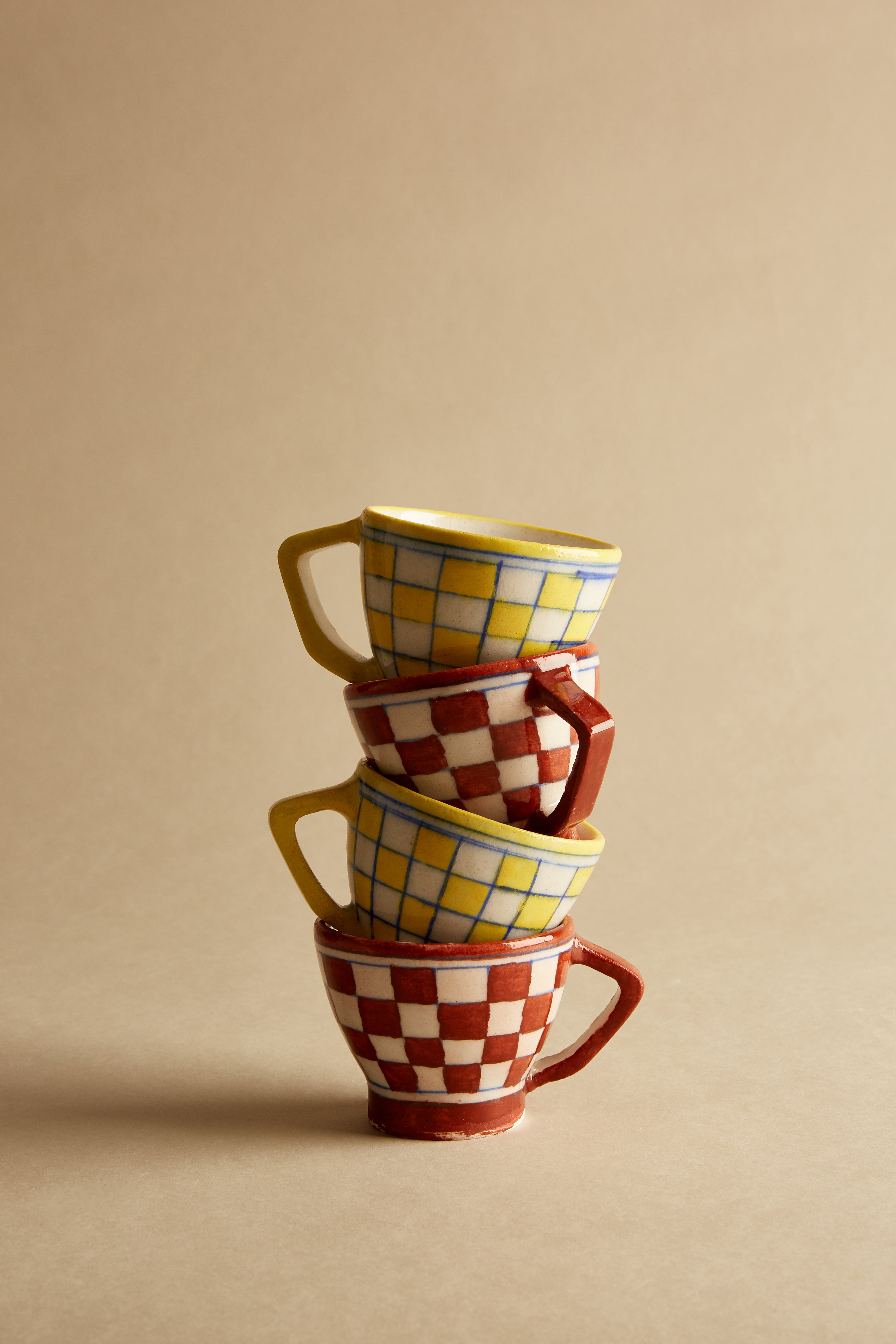 Ceramic Chequered Espresso Cups