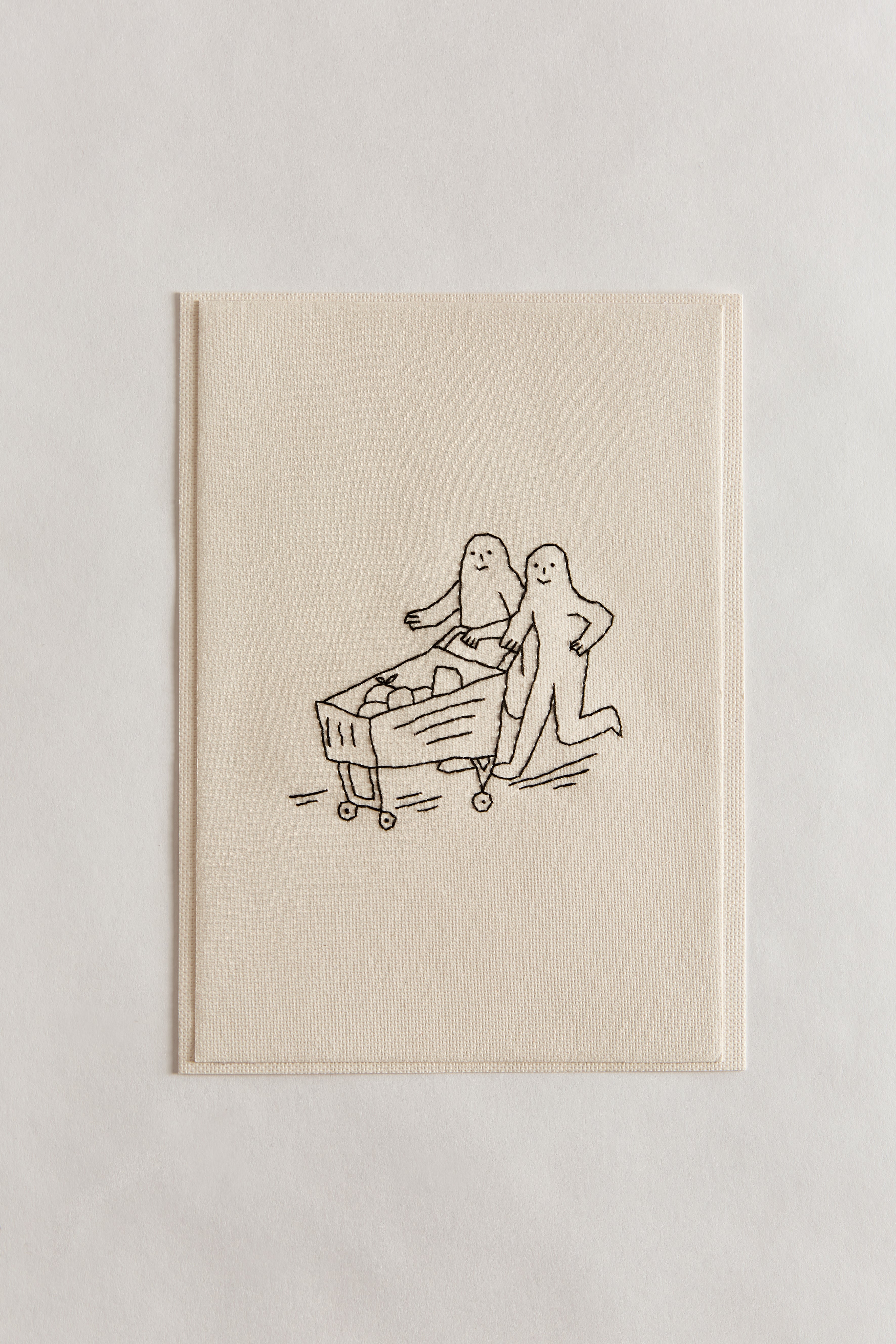 Hand Embroidered Couple Grocery Shopping Card