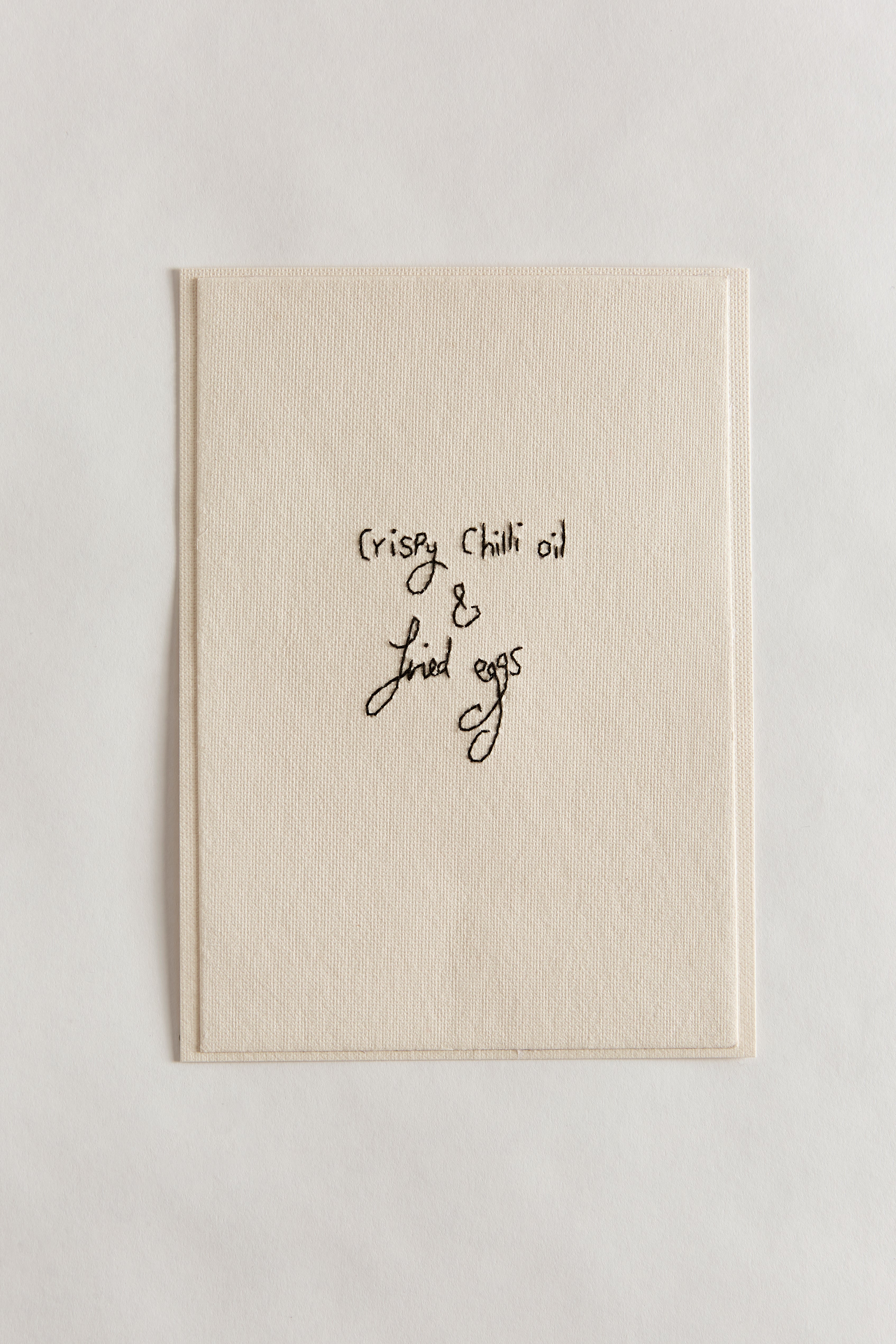 Hand Embroidered Crispy chilli oil & fried eggs Card