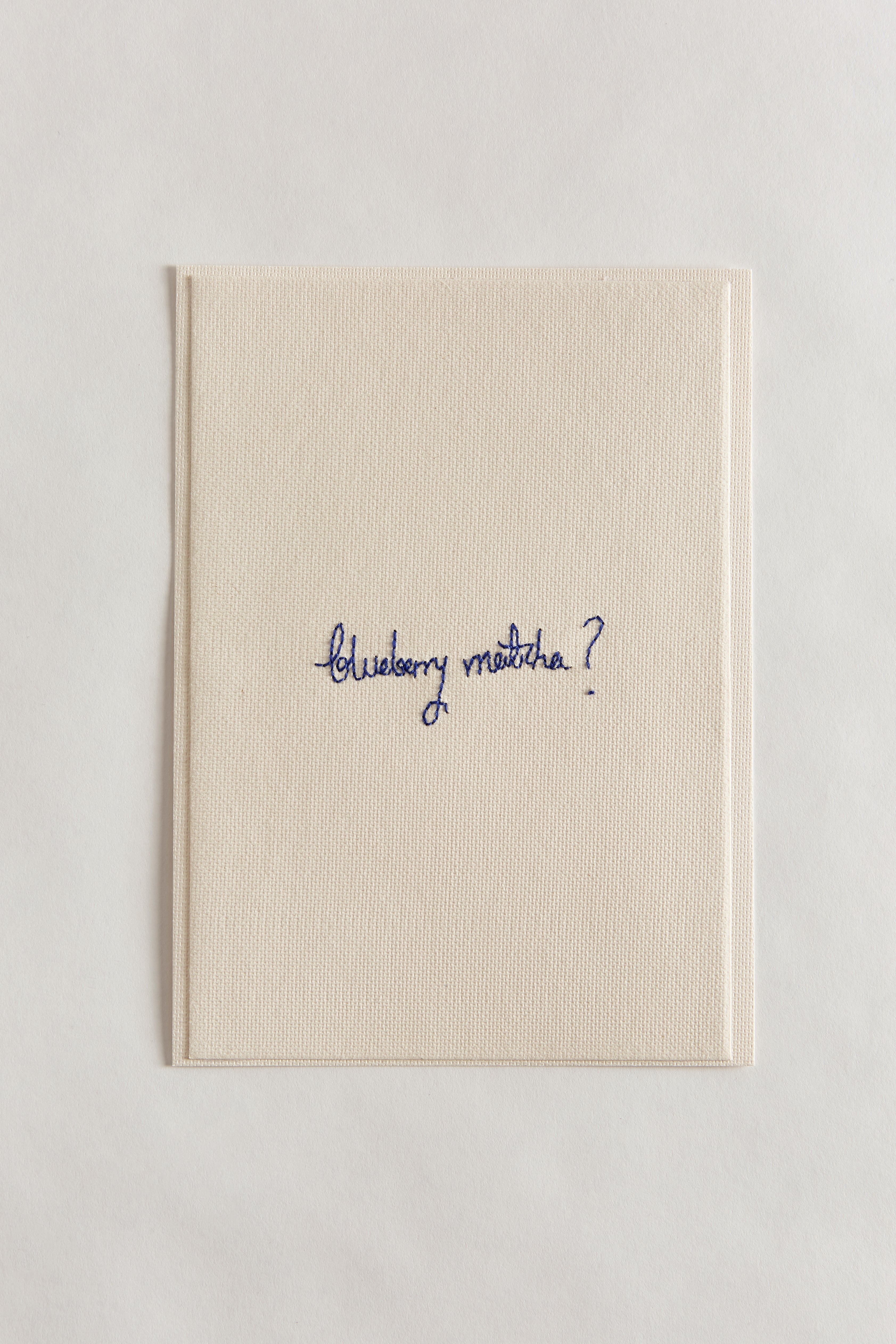 Hand Embroidered Blueberry Matcha Card