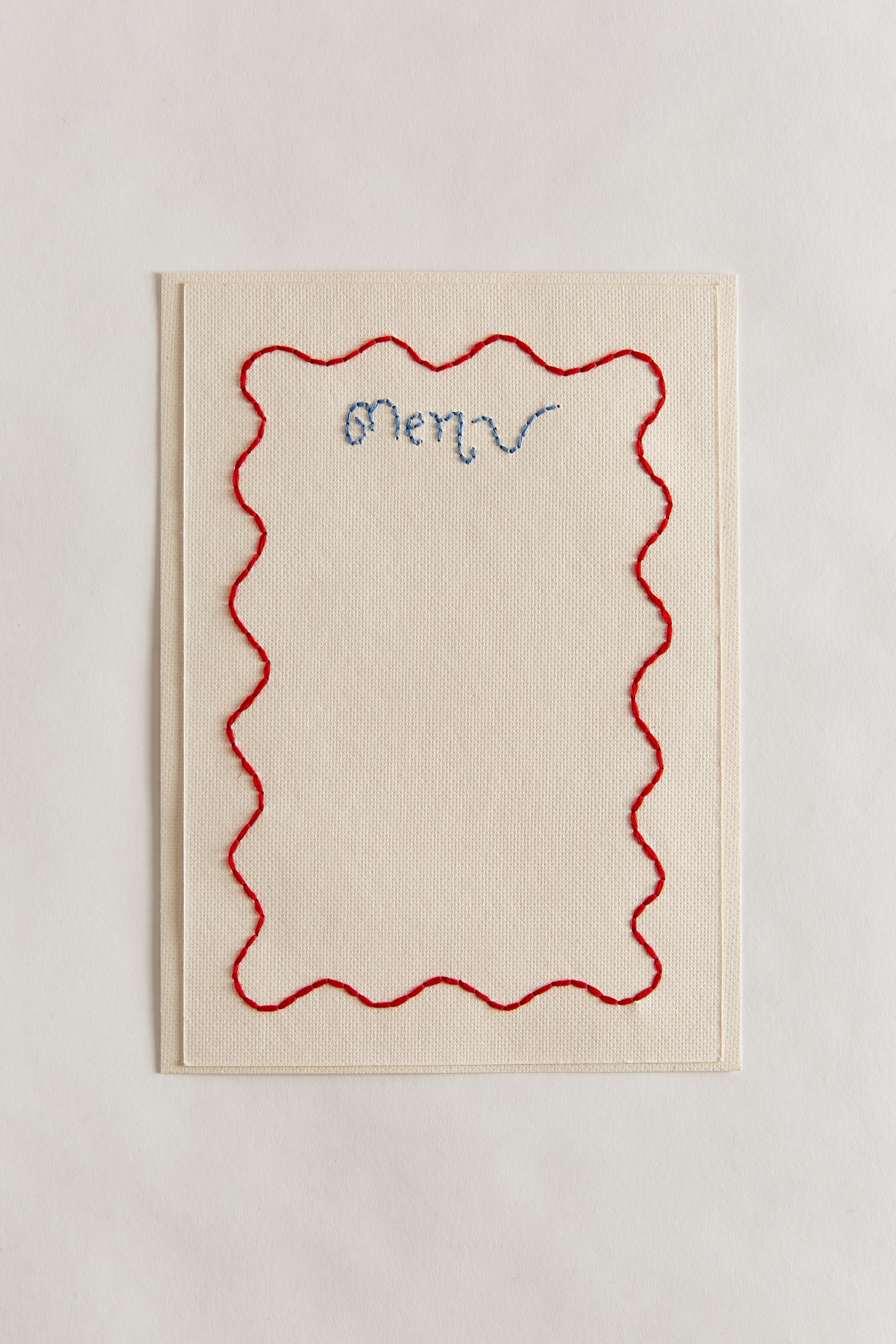 Hand Embroidered Menu Card