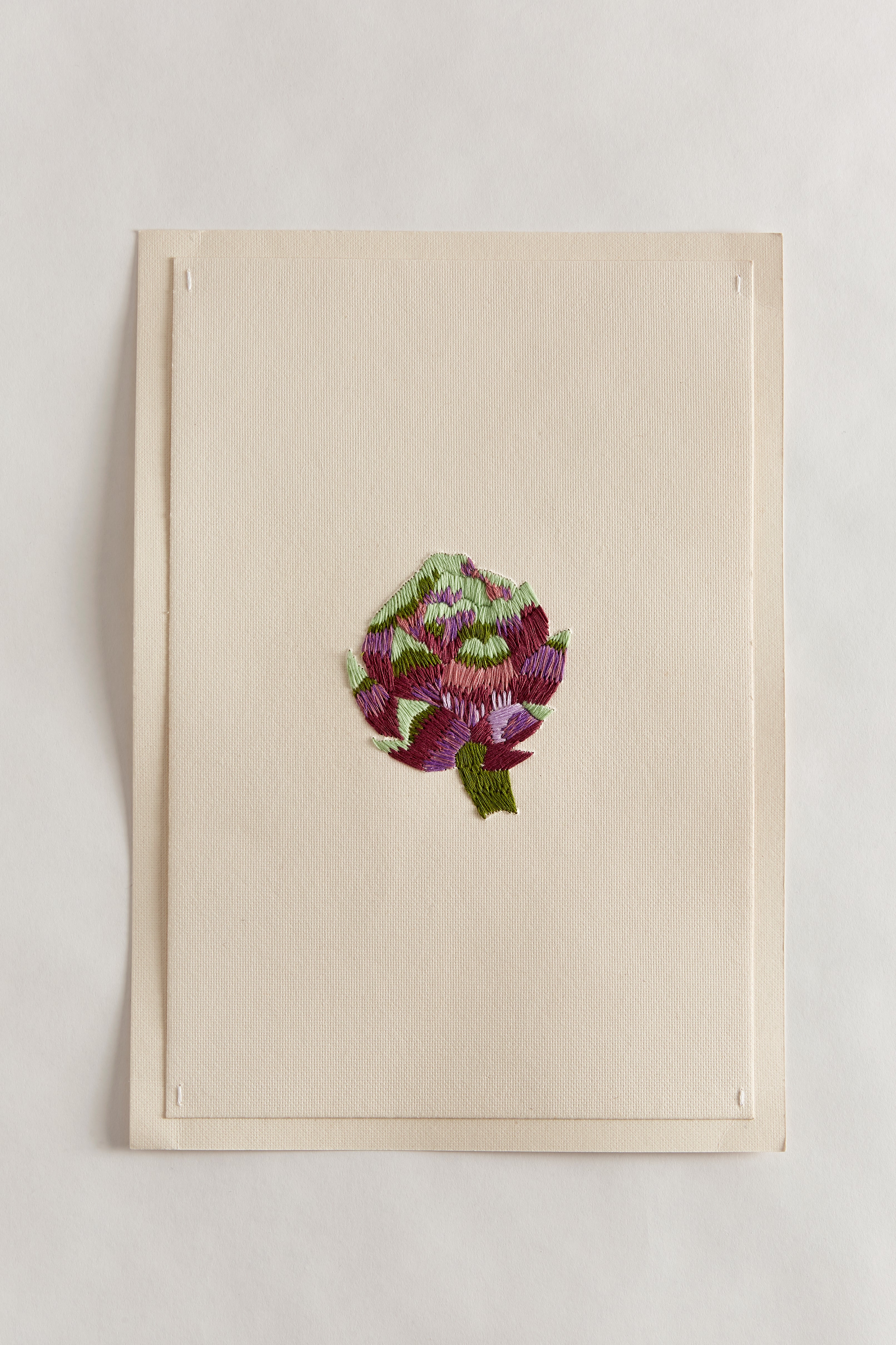 A4 Hand Embroidered Artichoke Card
