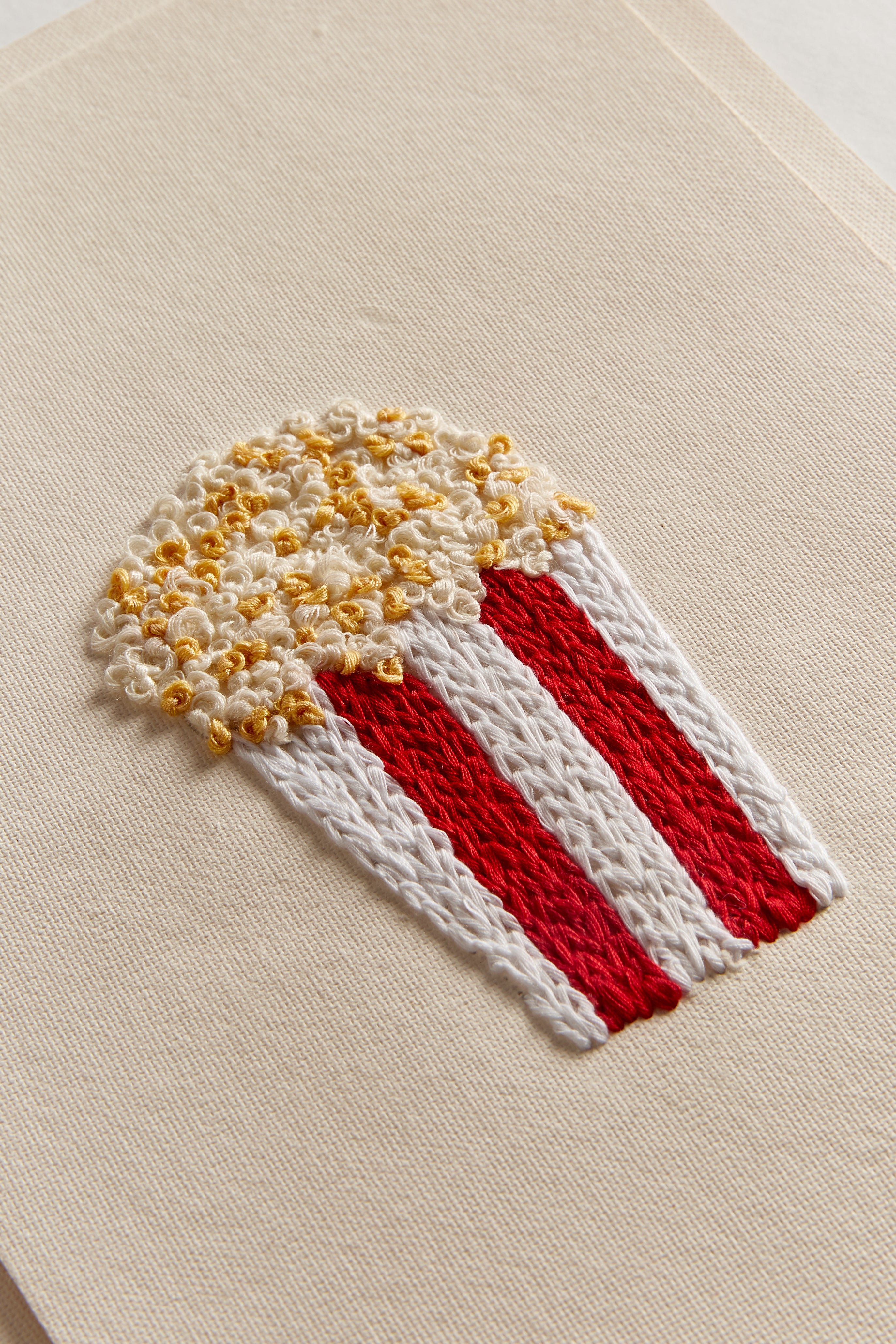 A4 Hand Embroidered Popcorn Card
