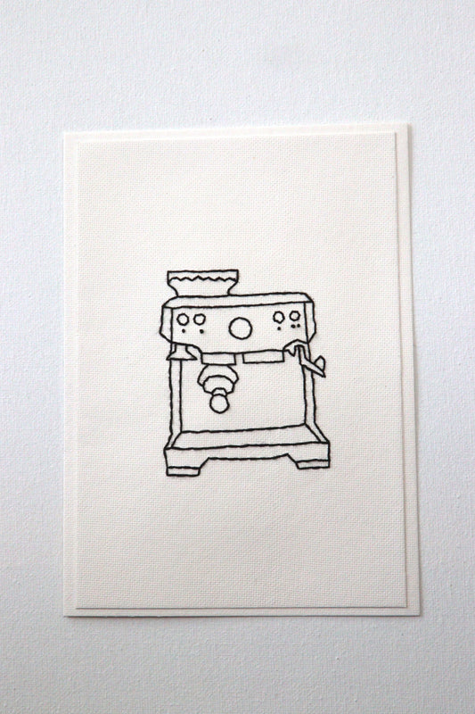Hand Embroidered Coffee Machine Card
