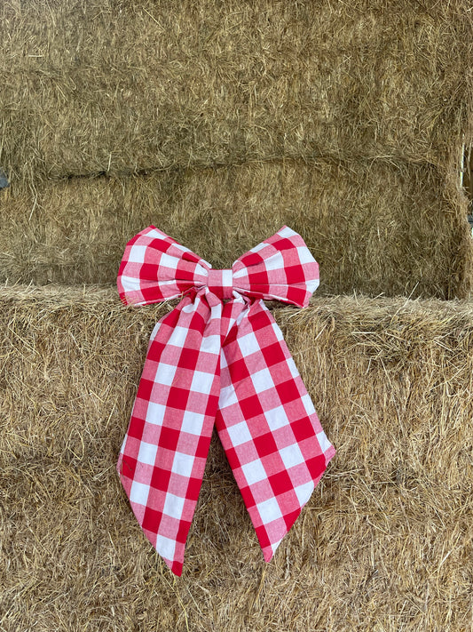 Oversized Red & White Gingham Bow