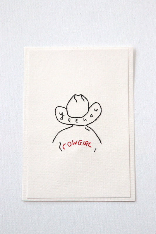 Hand Embroidered Cowgirl Card