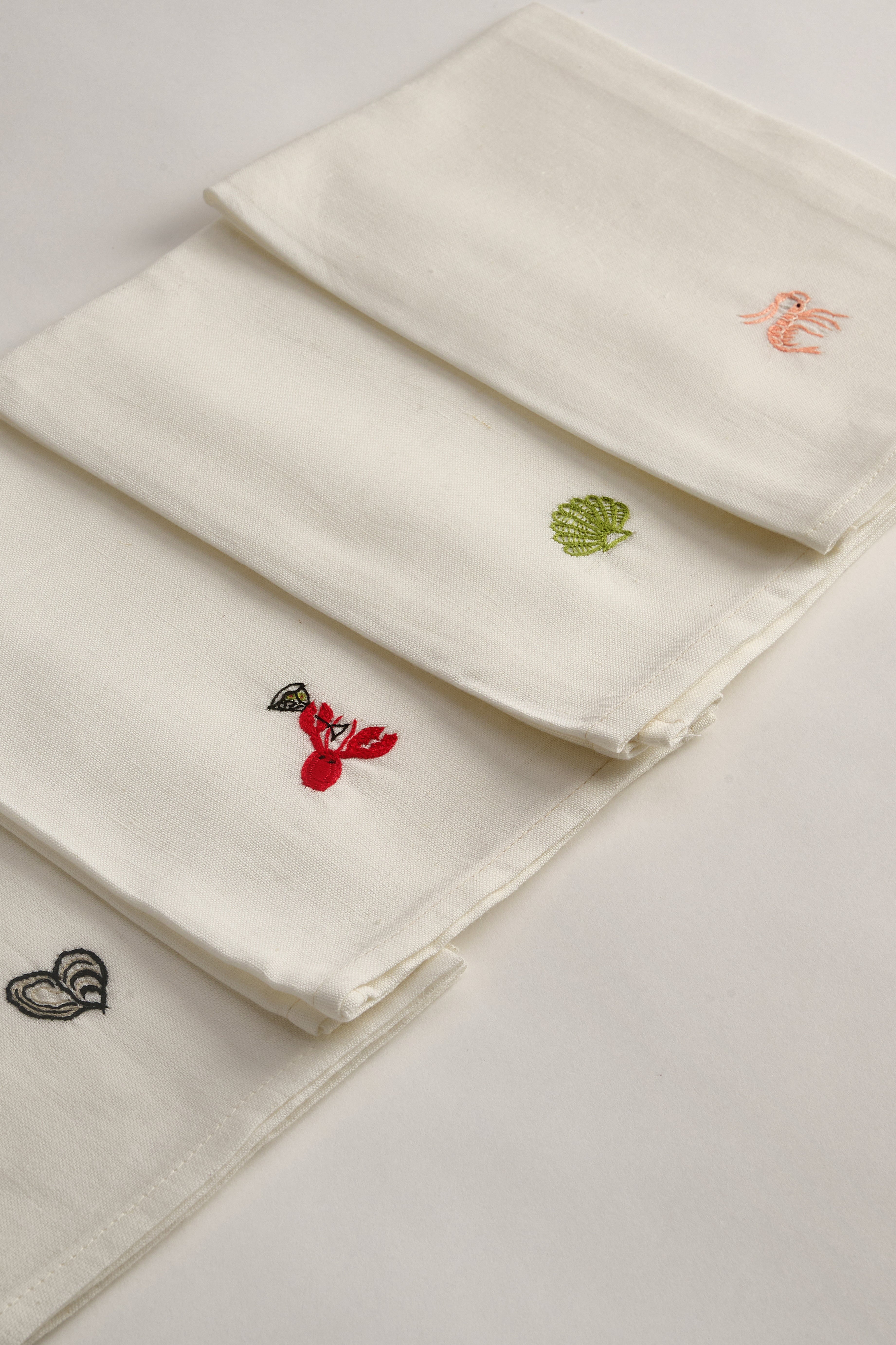 Hand Embroidered Coastal Girl Napkins