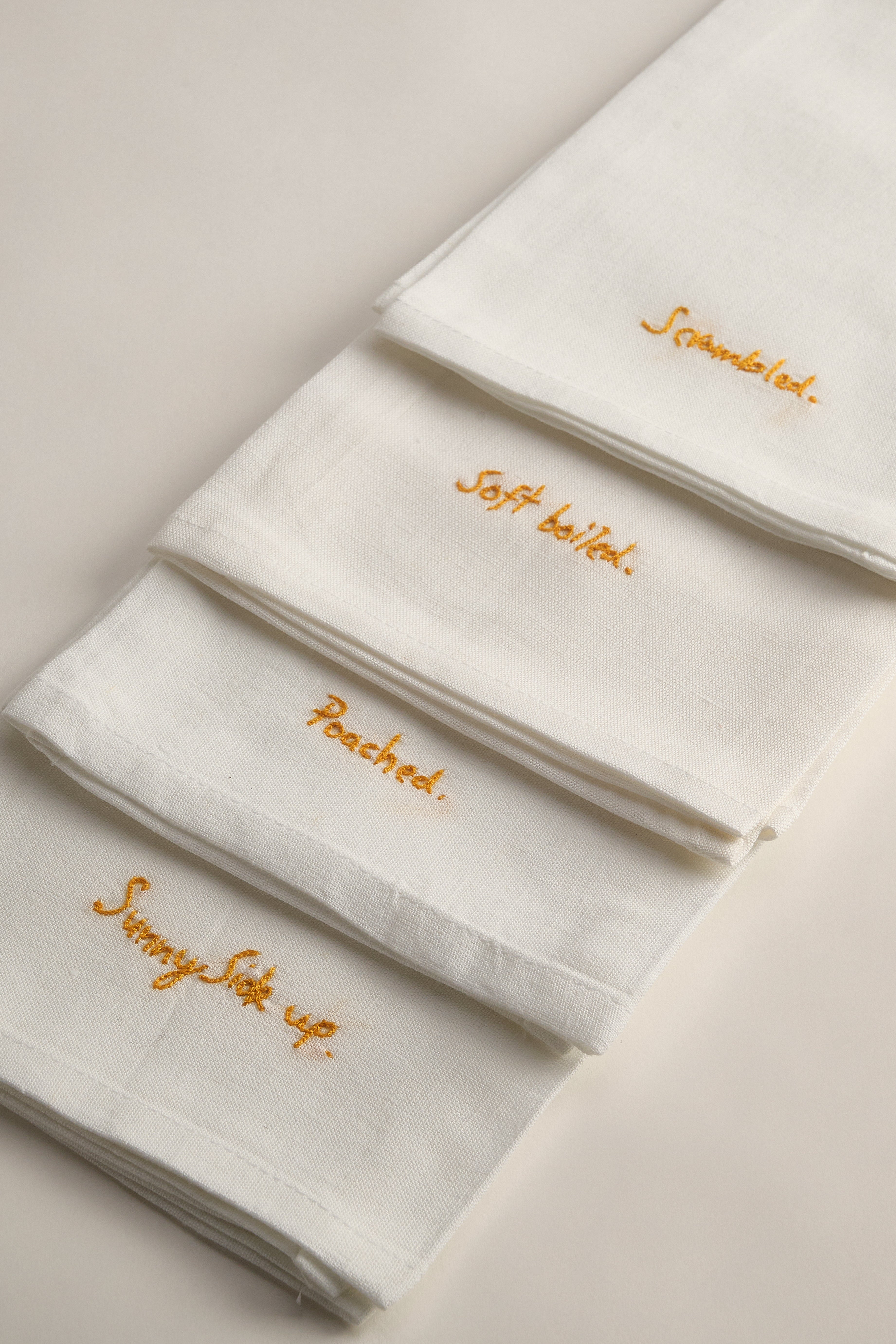 Hand Embroidered Egg Style Napkins