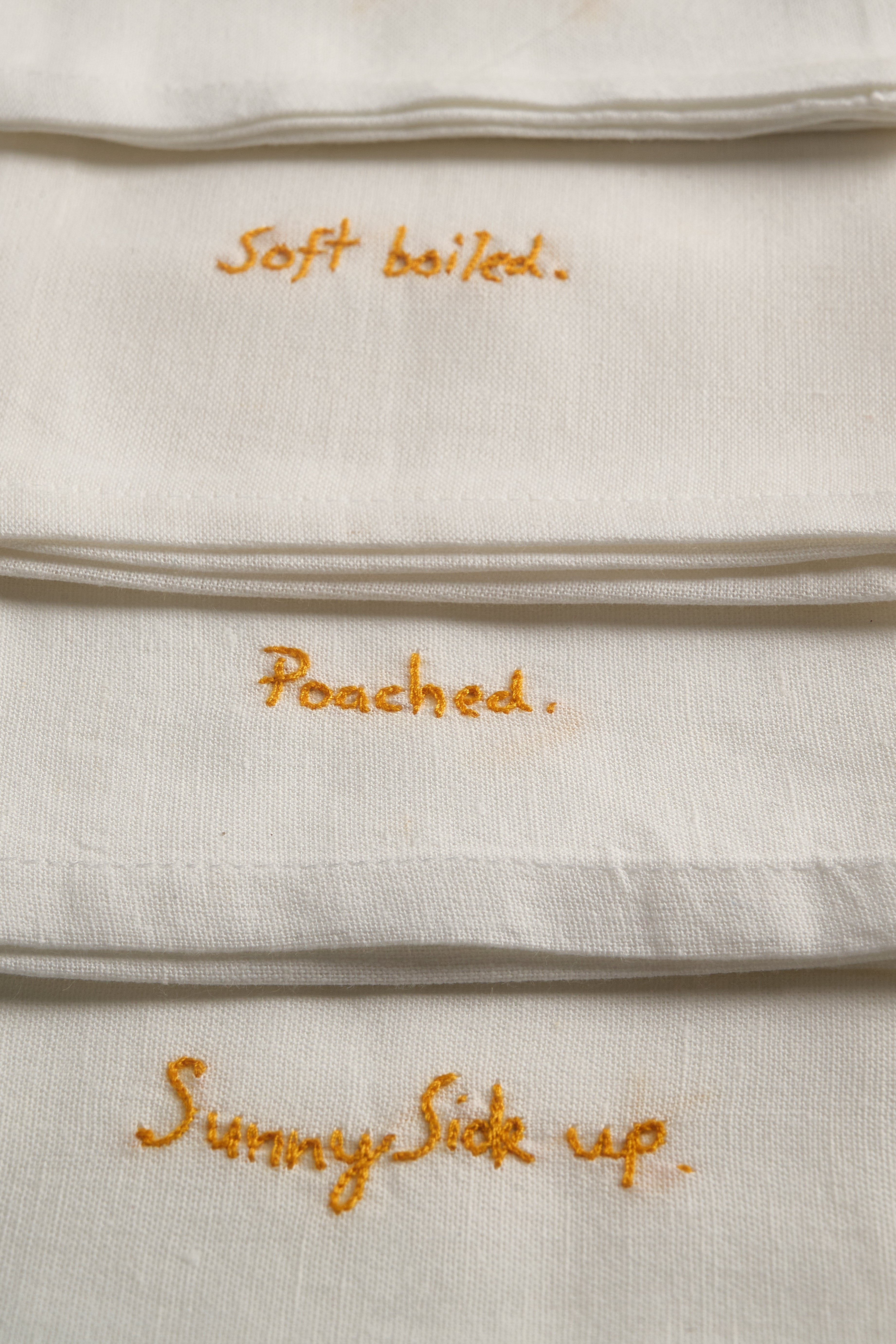 Hand Embroidered Egg Style Napkins