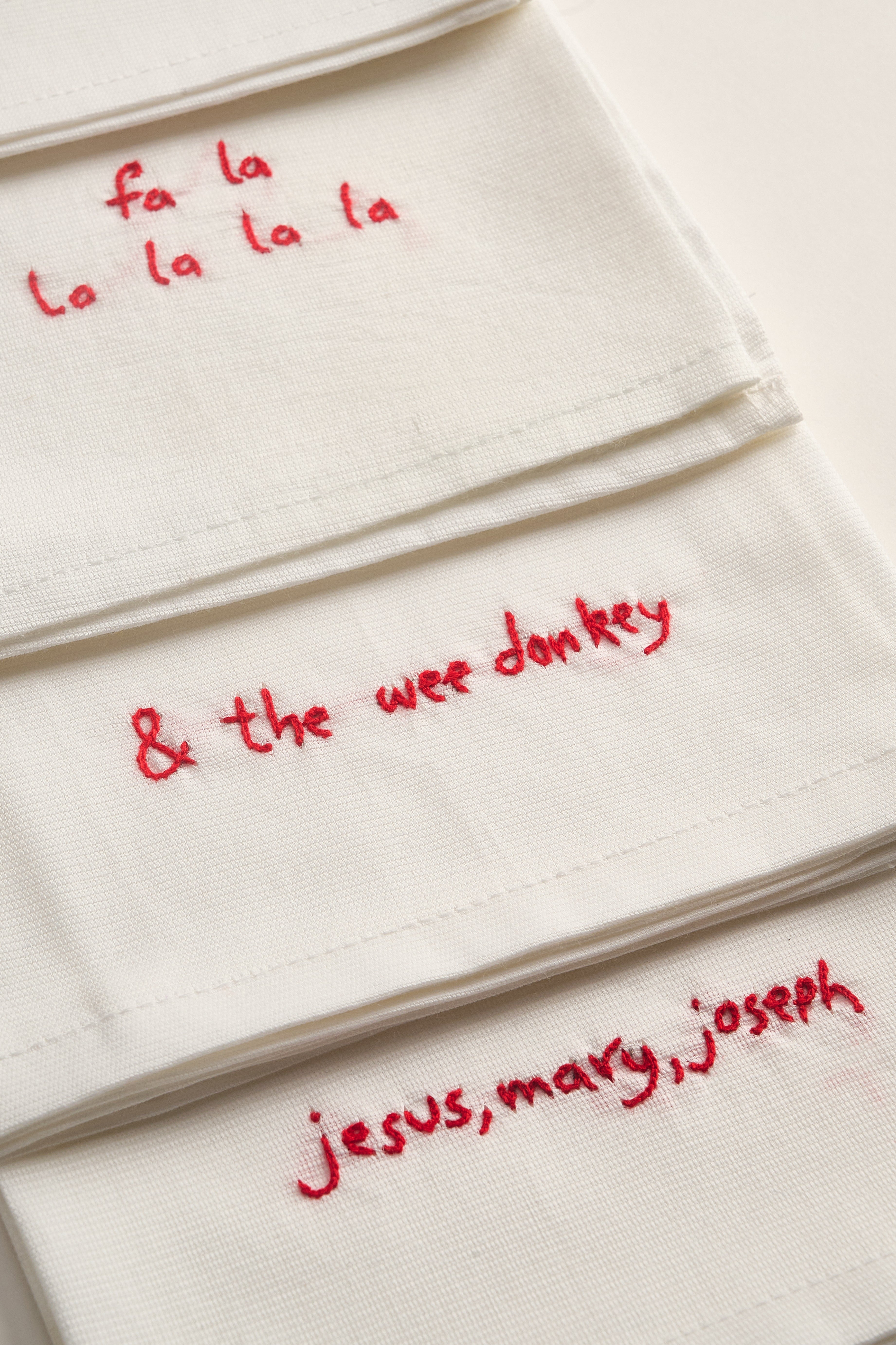 Hand Embroidered Christmas Napkins (Design 1)