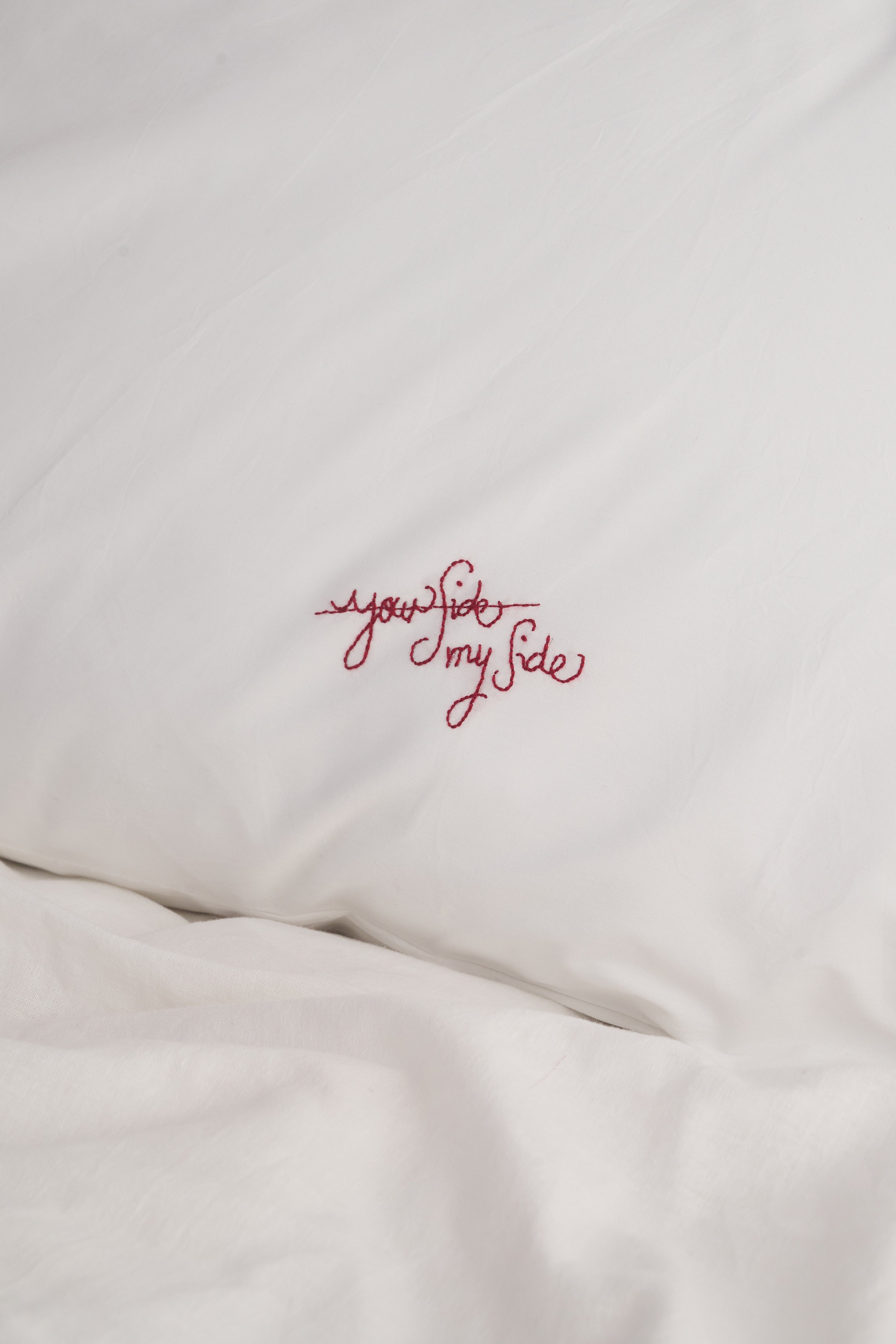 Hand Embroidered Pillowcases - My side/Your side