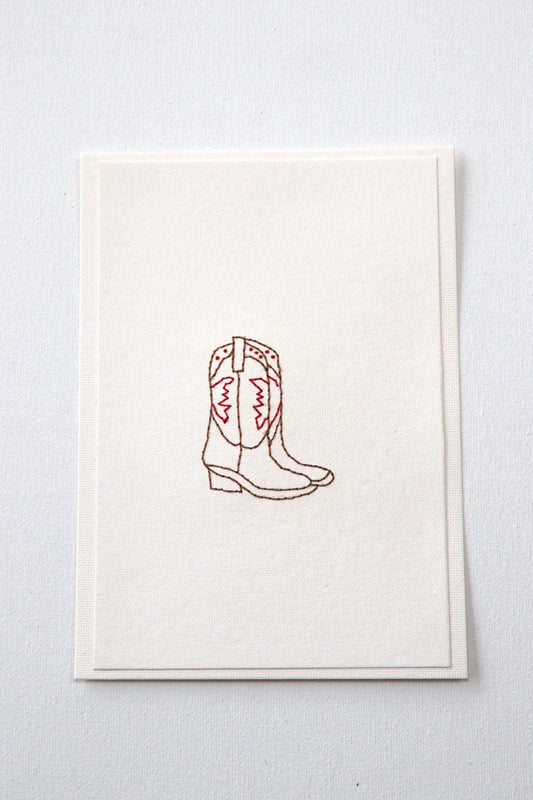 Hand Embroidered Cowboy Boots Card