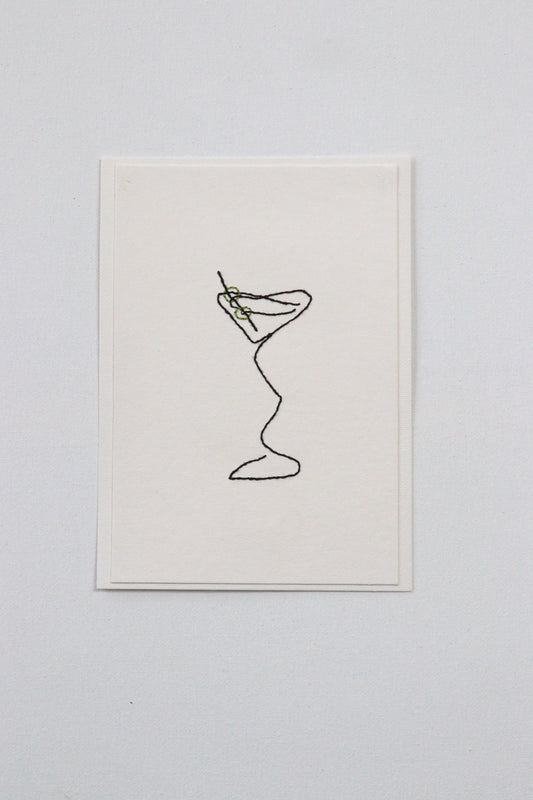 Hand Embroidered Wavy Martini Card