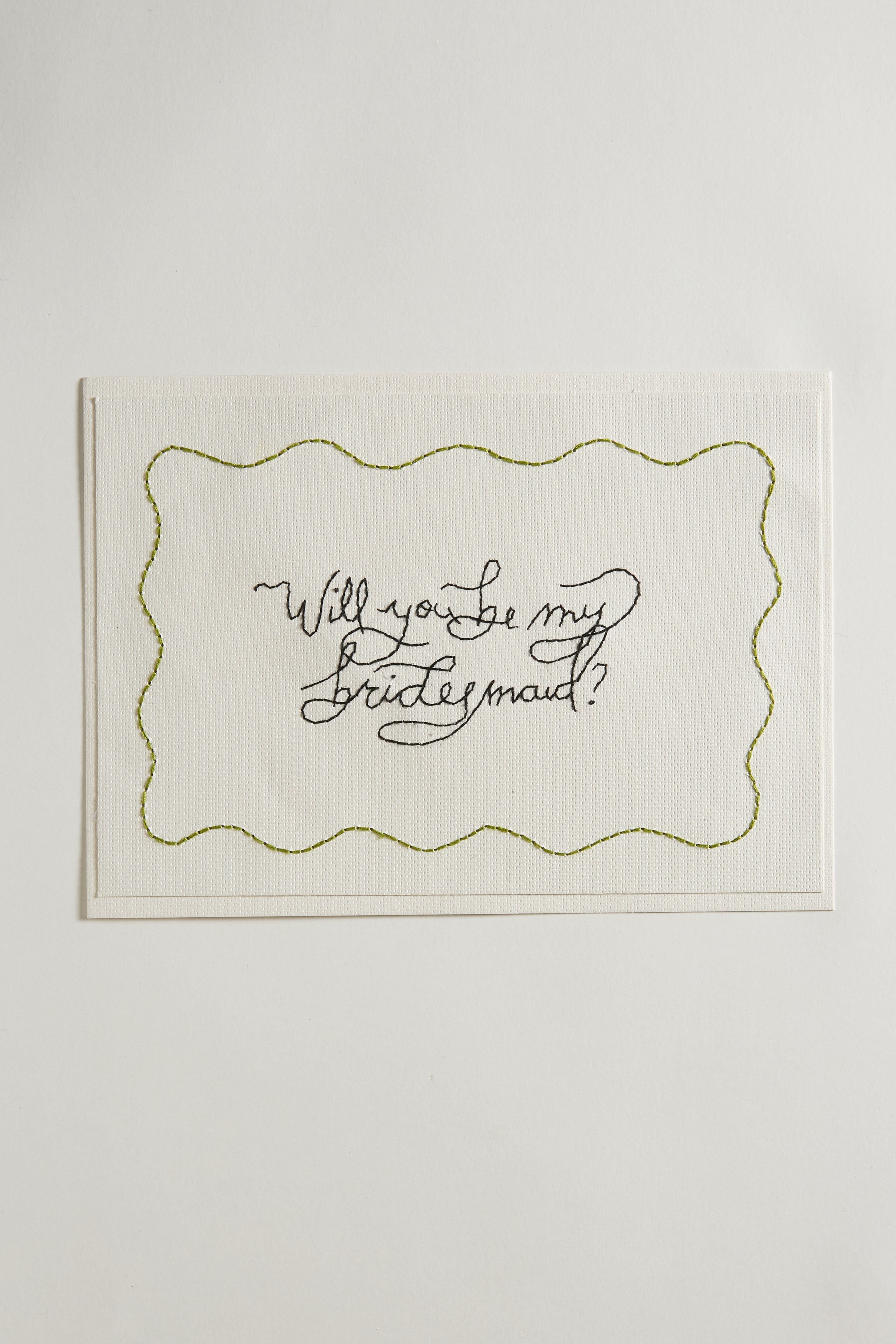 Hand Embroidered Wavy ‘Will you be my bridesmaid?’ Card