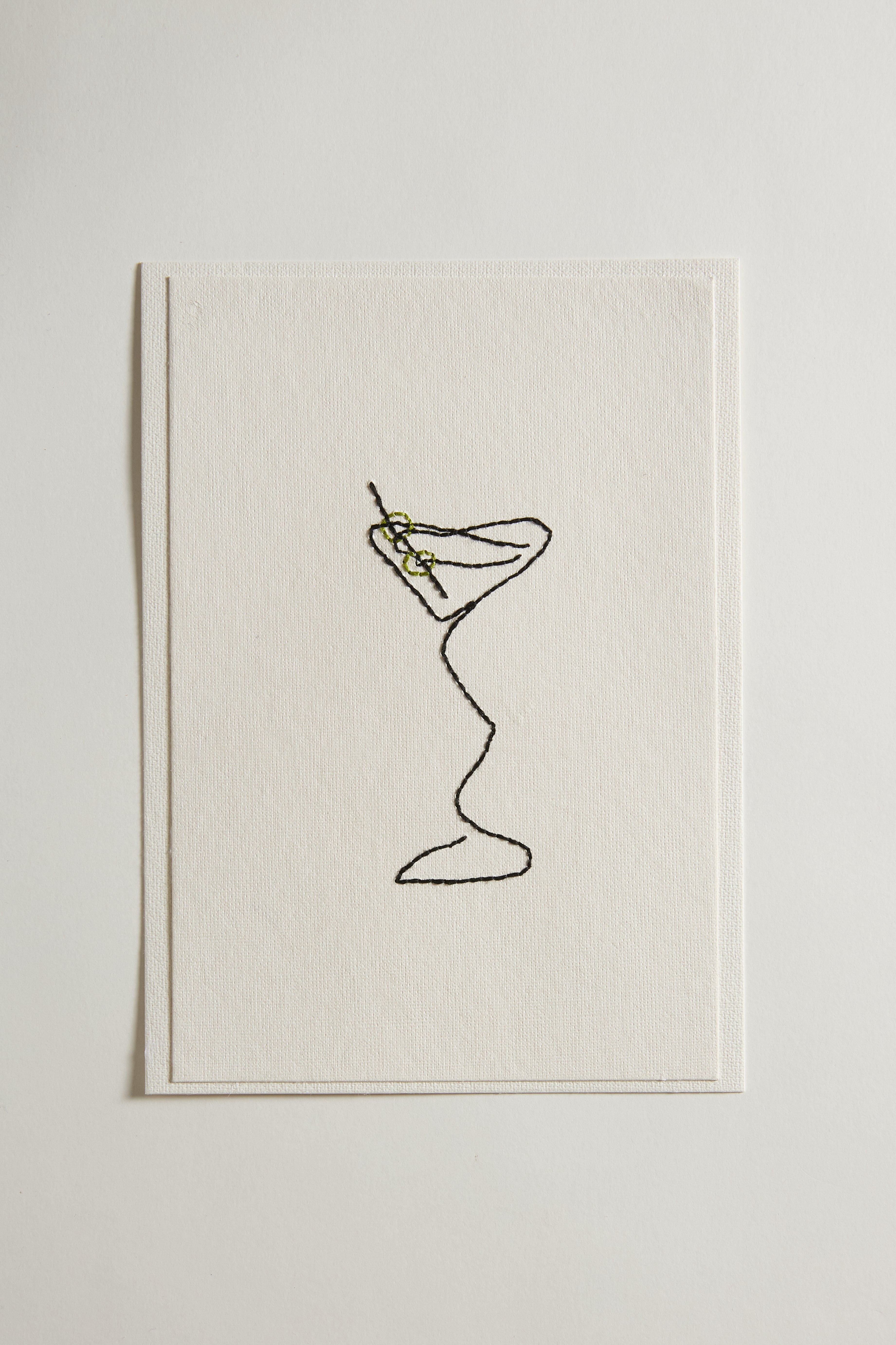 Hand Embroidered Wavy Martini Card