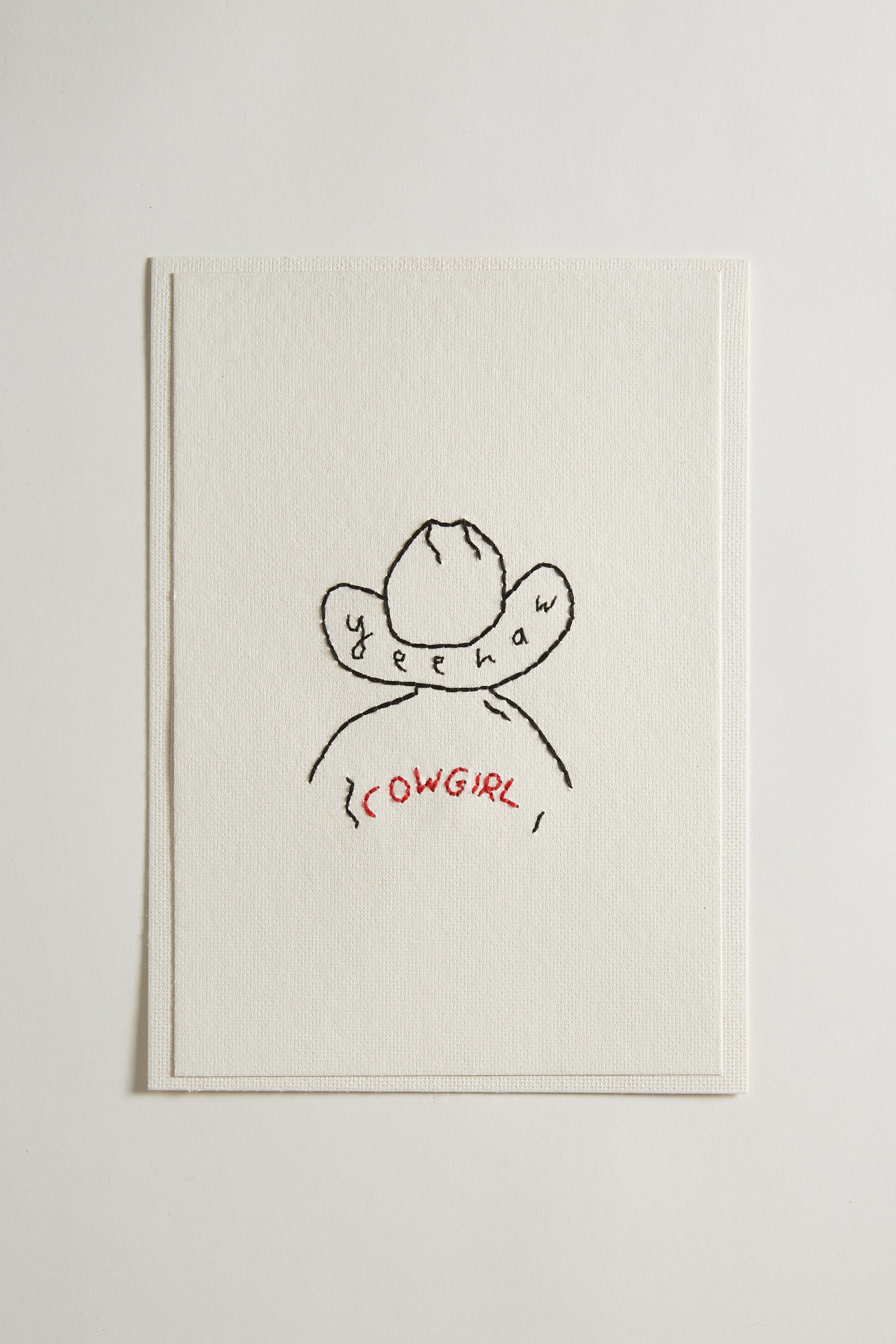 Hand Embroidered Cowgirl Card