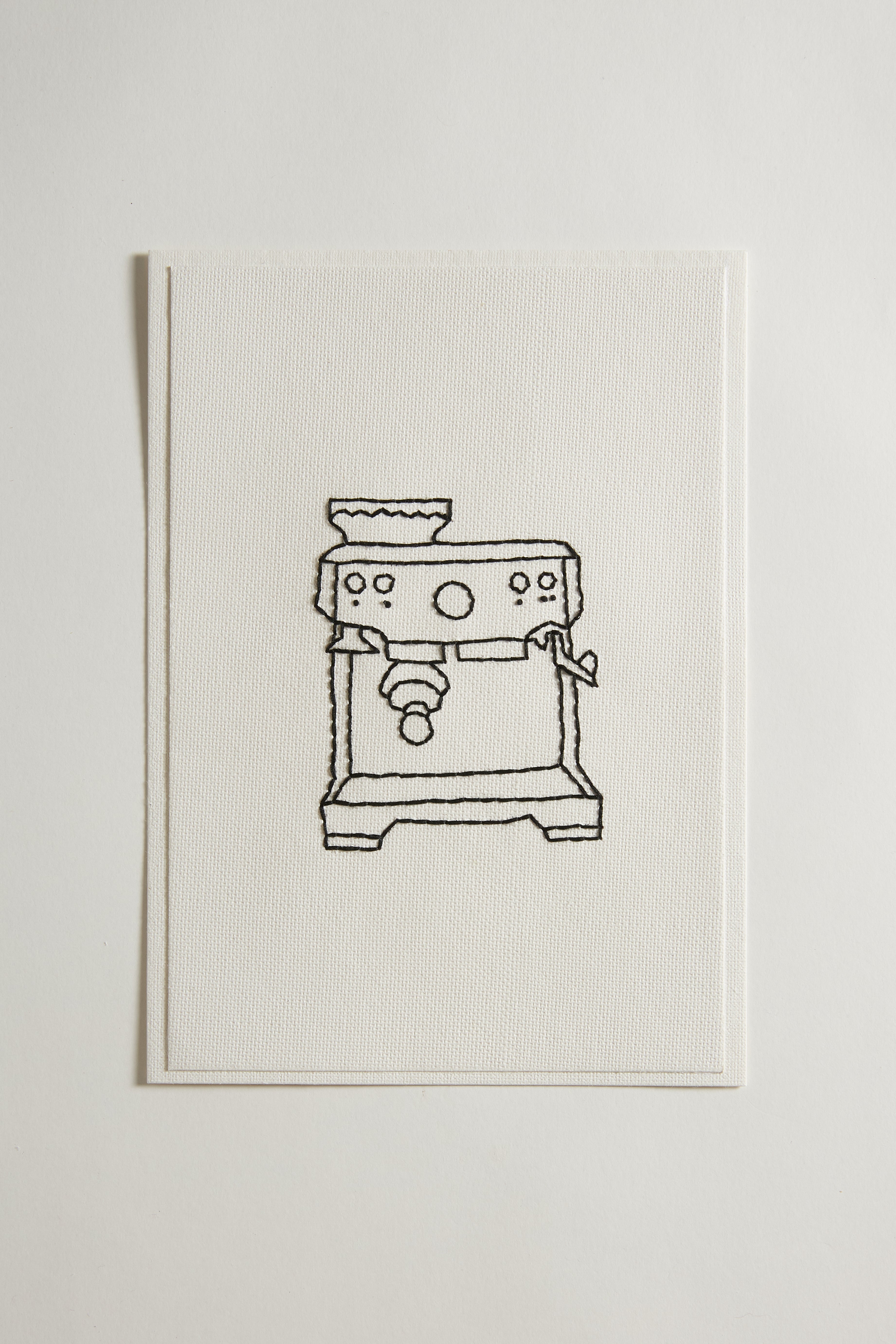 Hand Embroidered Coffee Machine Card