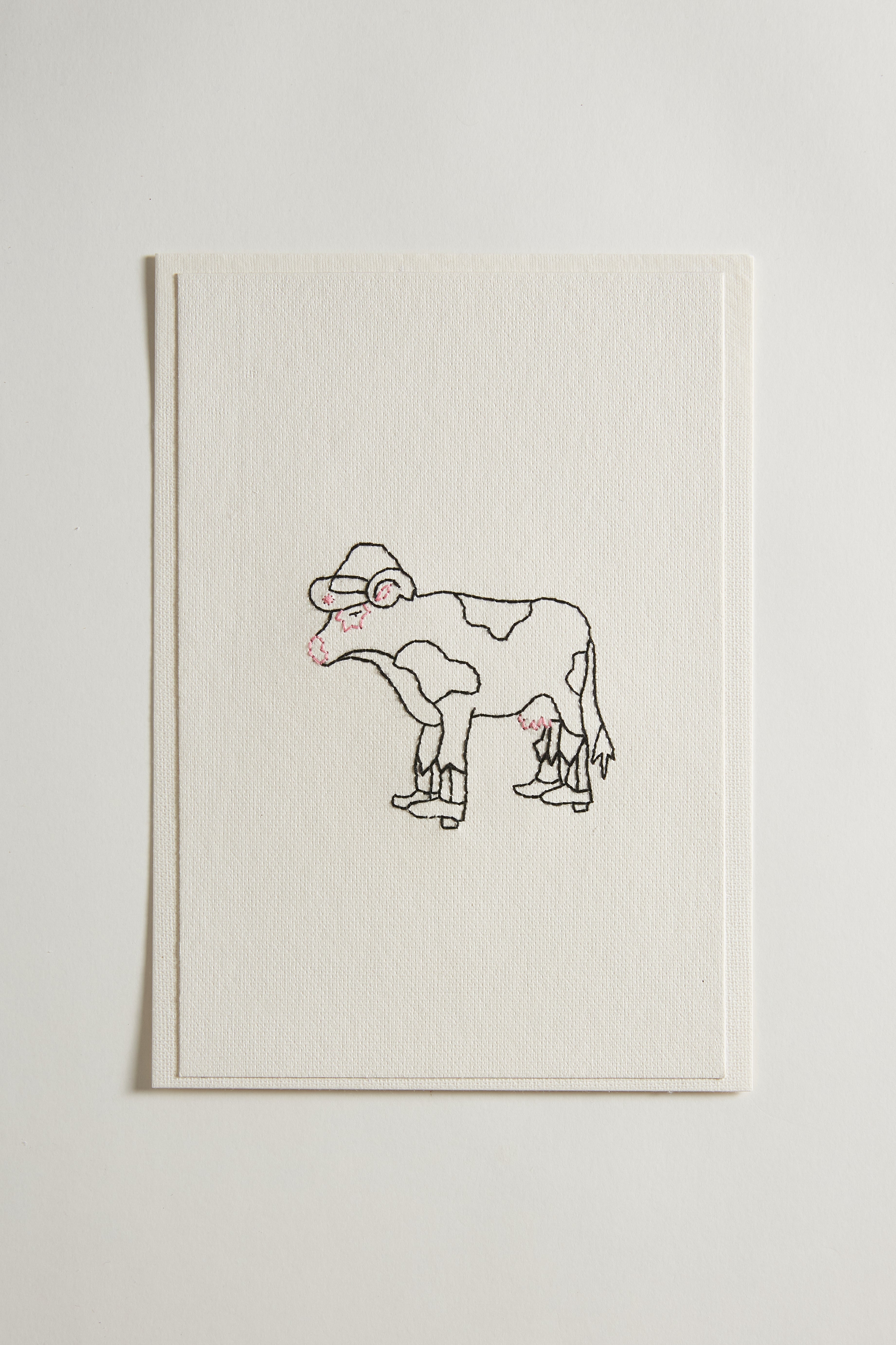 Hand Embroidered Cow(boy) Card