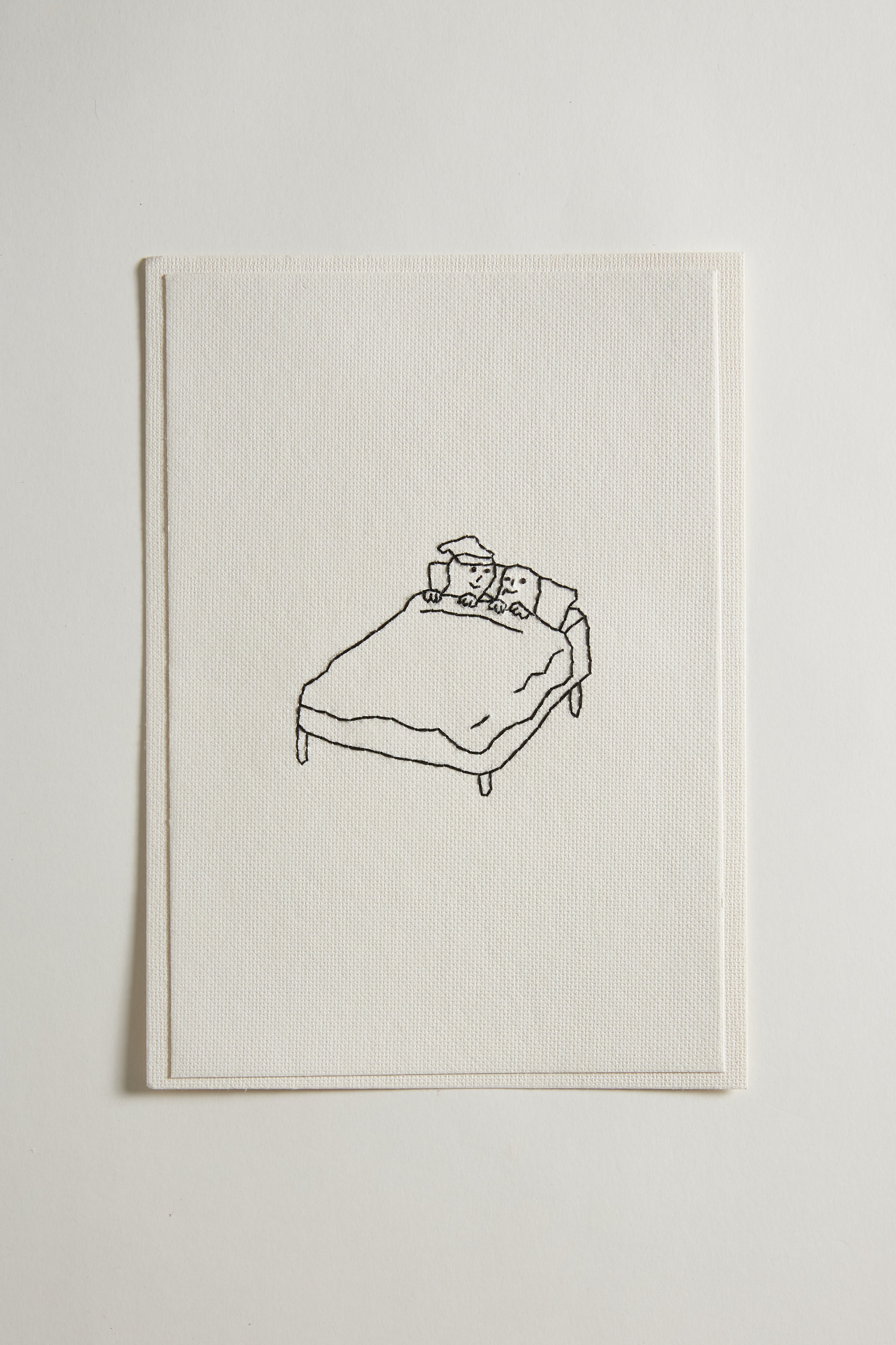 Hand Embroidered Couple in Bed Card