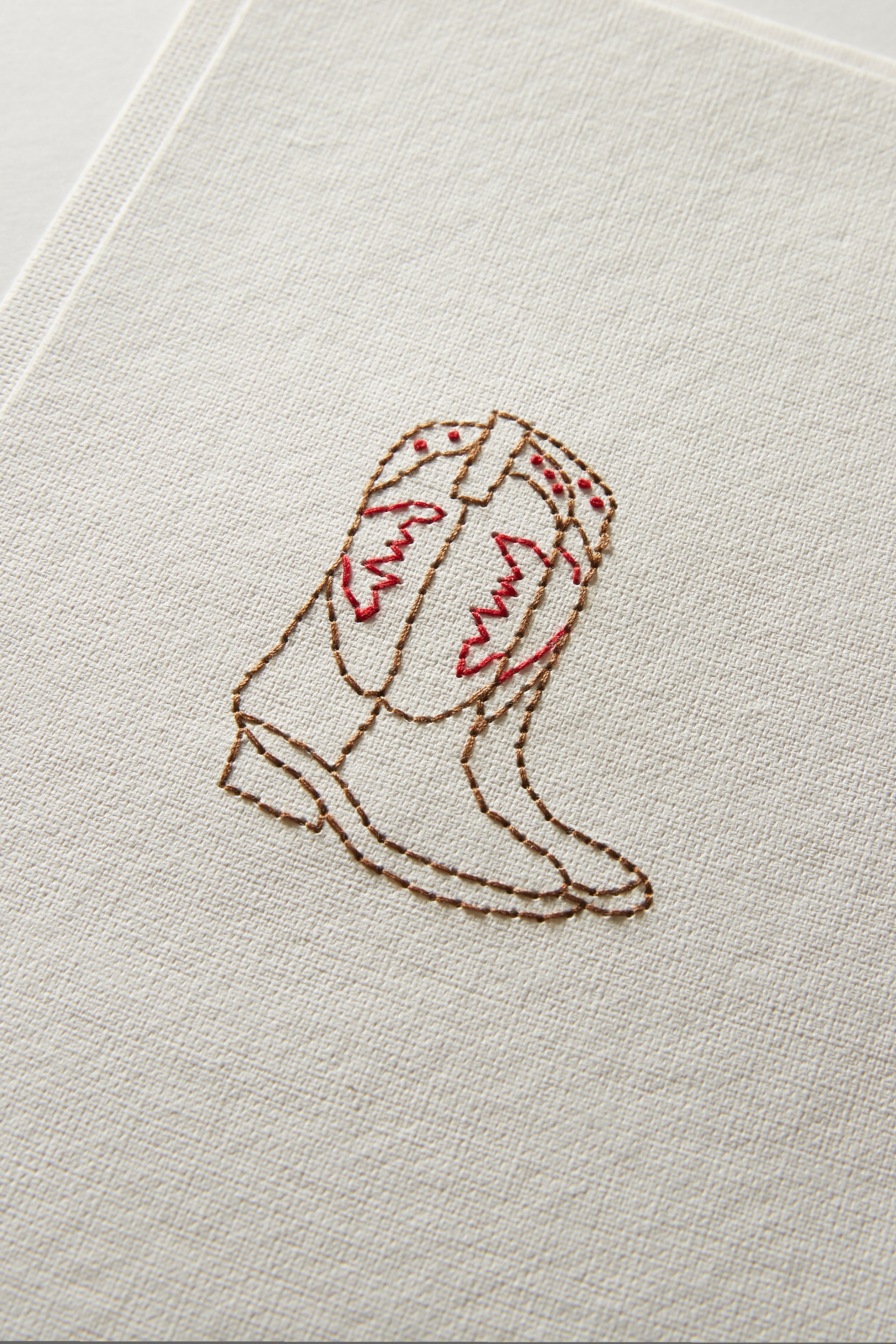 Hand Embroidered Cowboy Boots Card