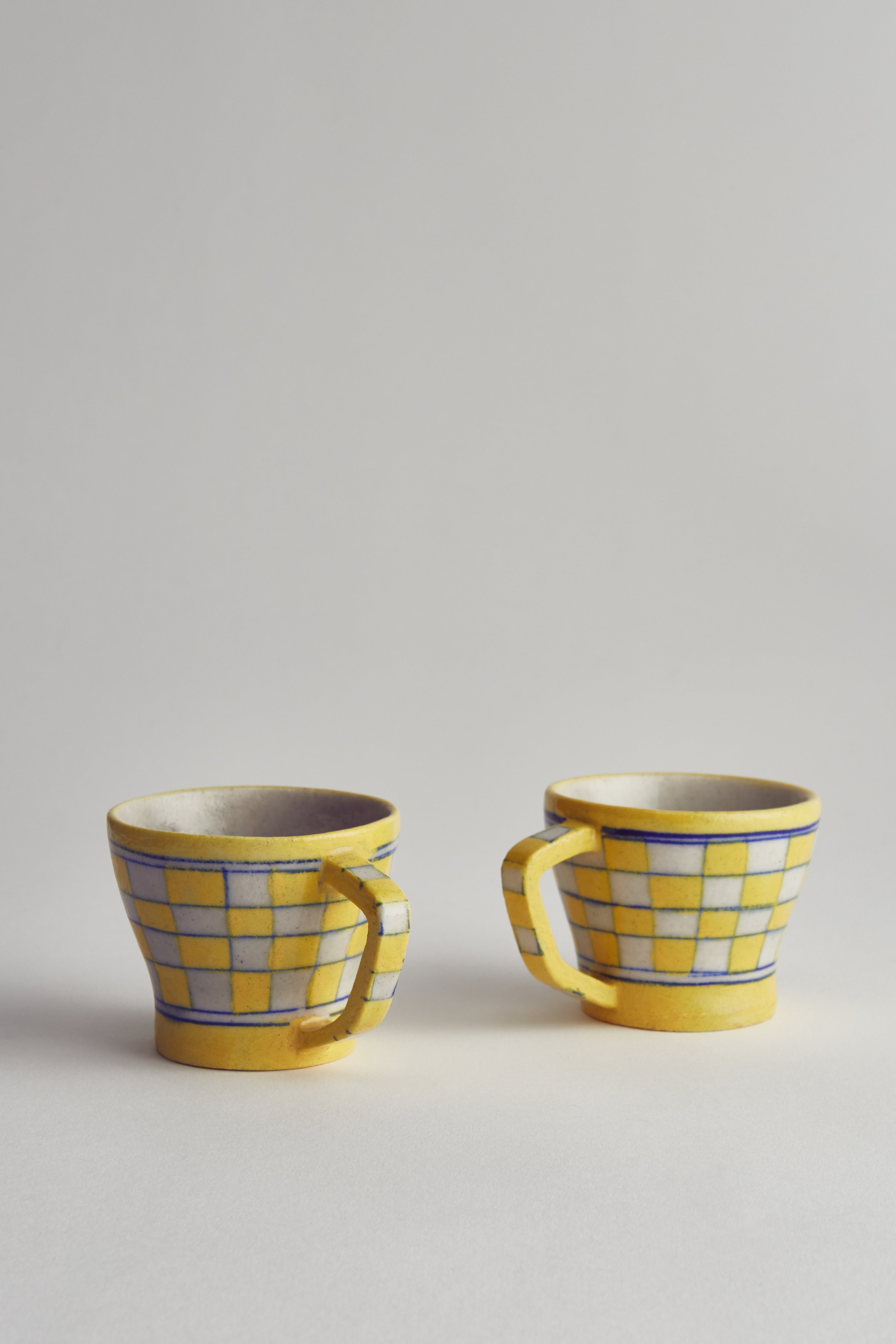 Ceramic Checkered Espresso Cups