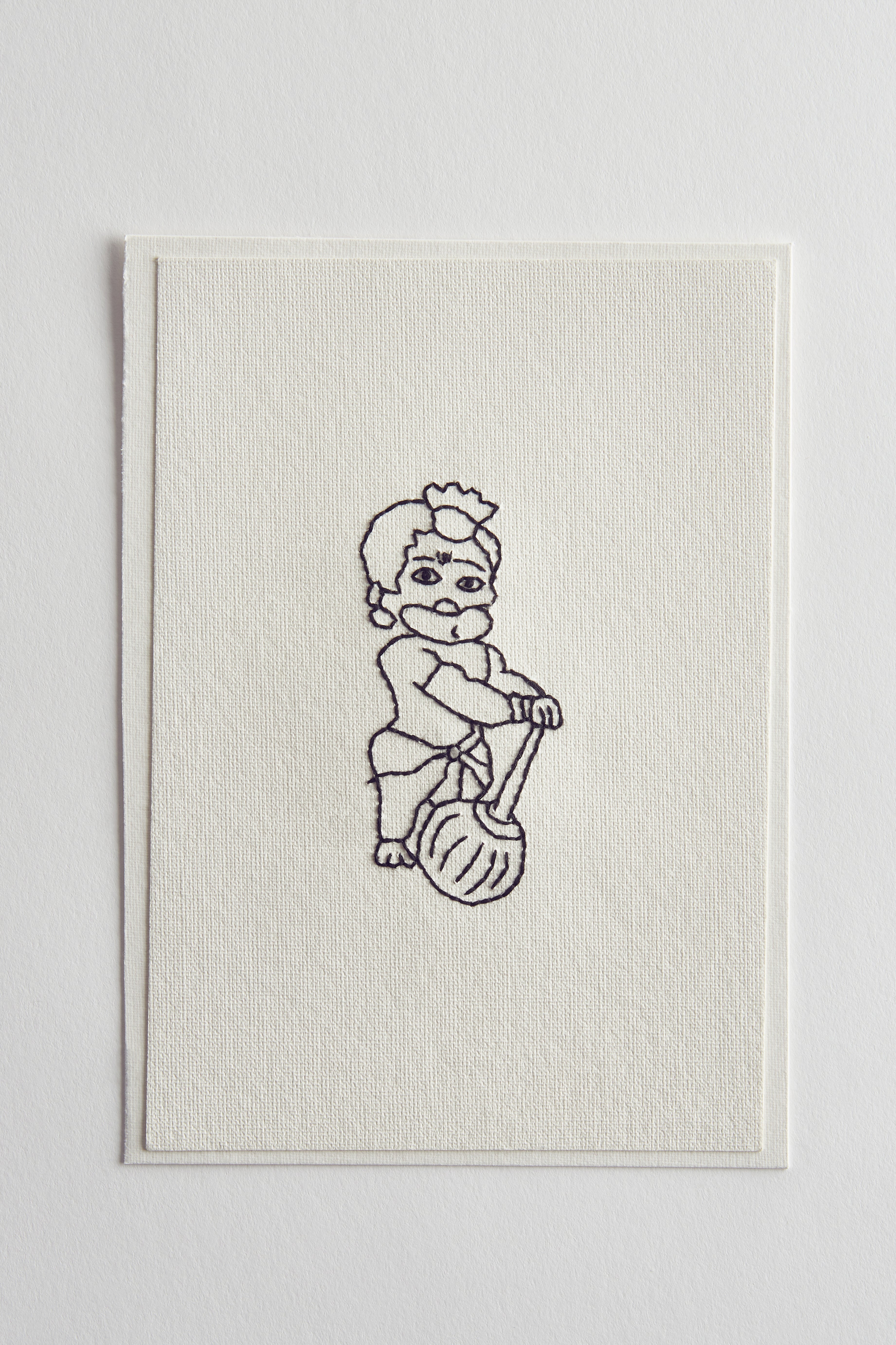 Hand Embroidered Diwali Card - Baby Hanuman