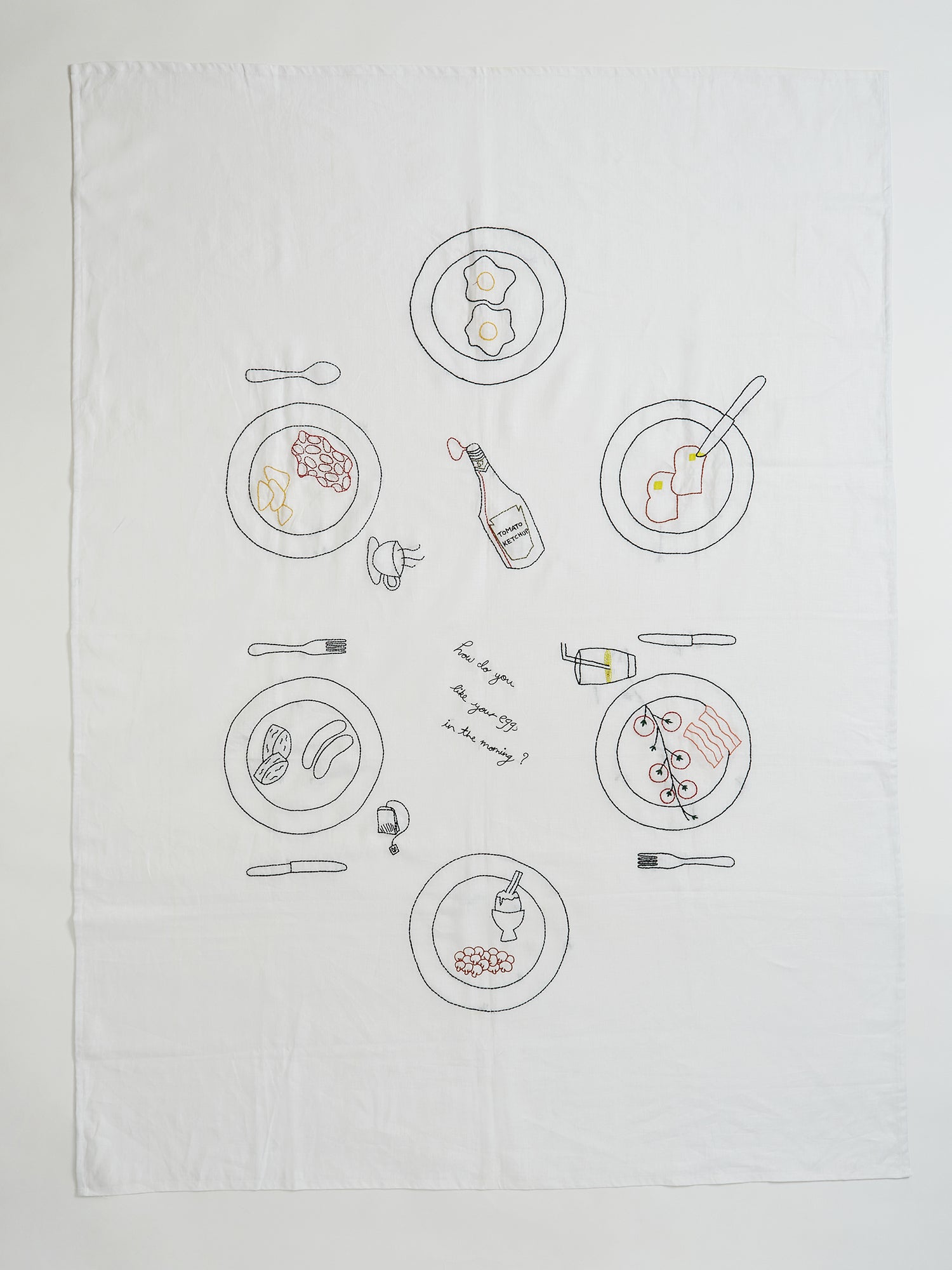 The 6 English Fry Up Hand Embroidered Tablecloth