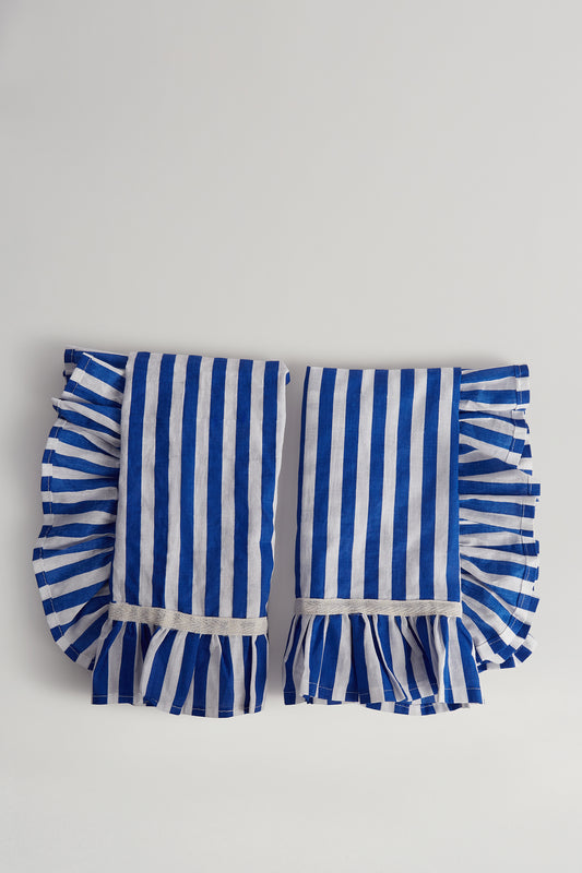 Electric Blue & White Striped Ruffle Napkins
