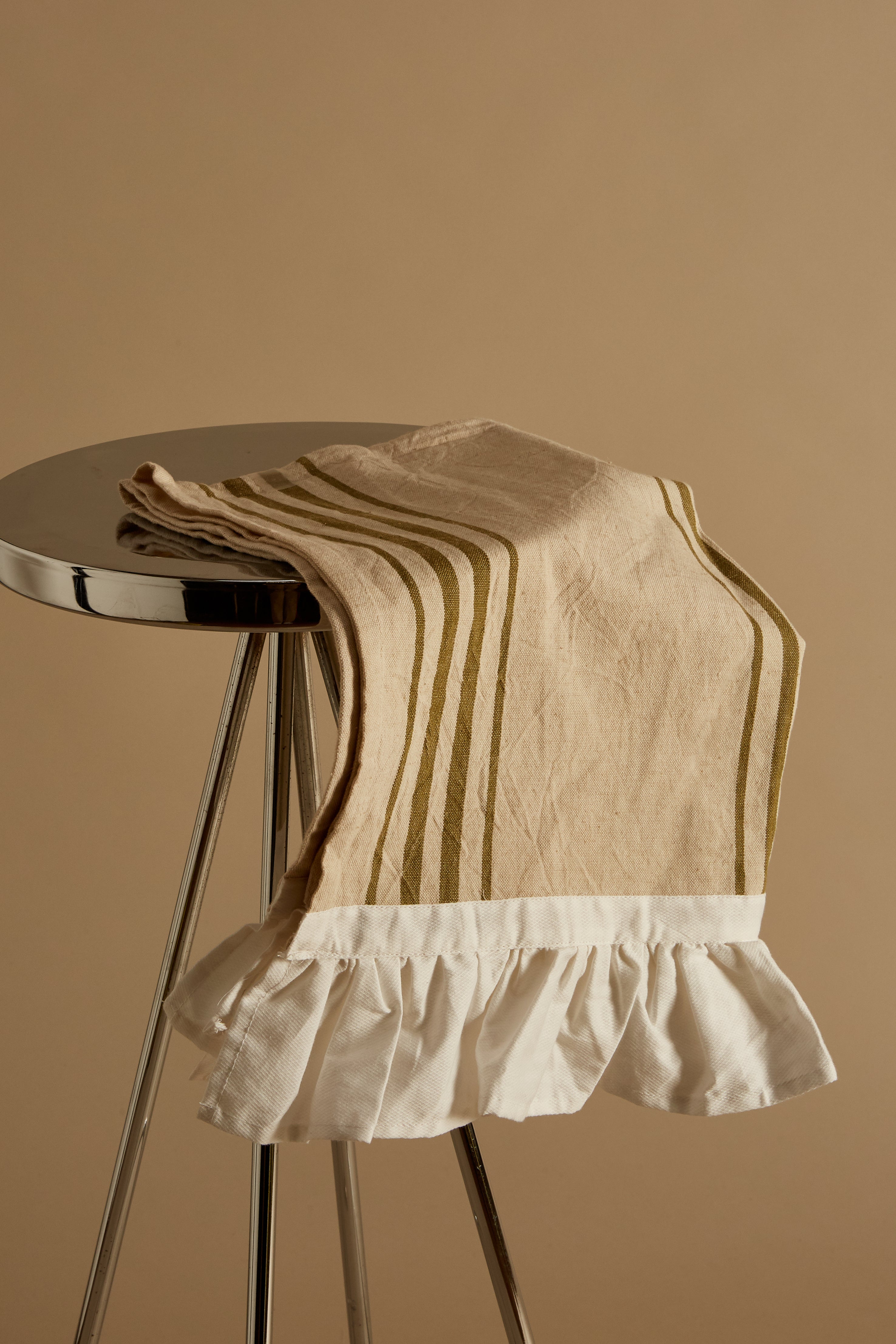 Olive Green Stripe Tea Towel