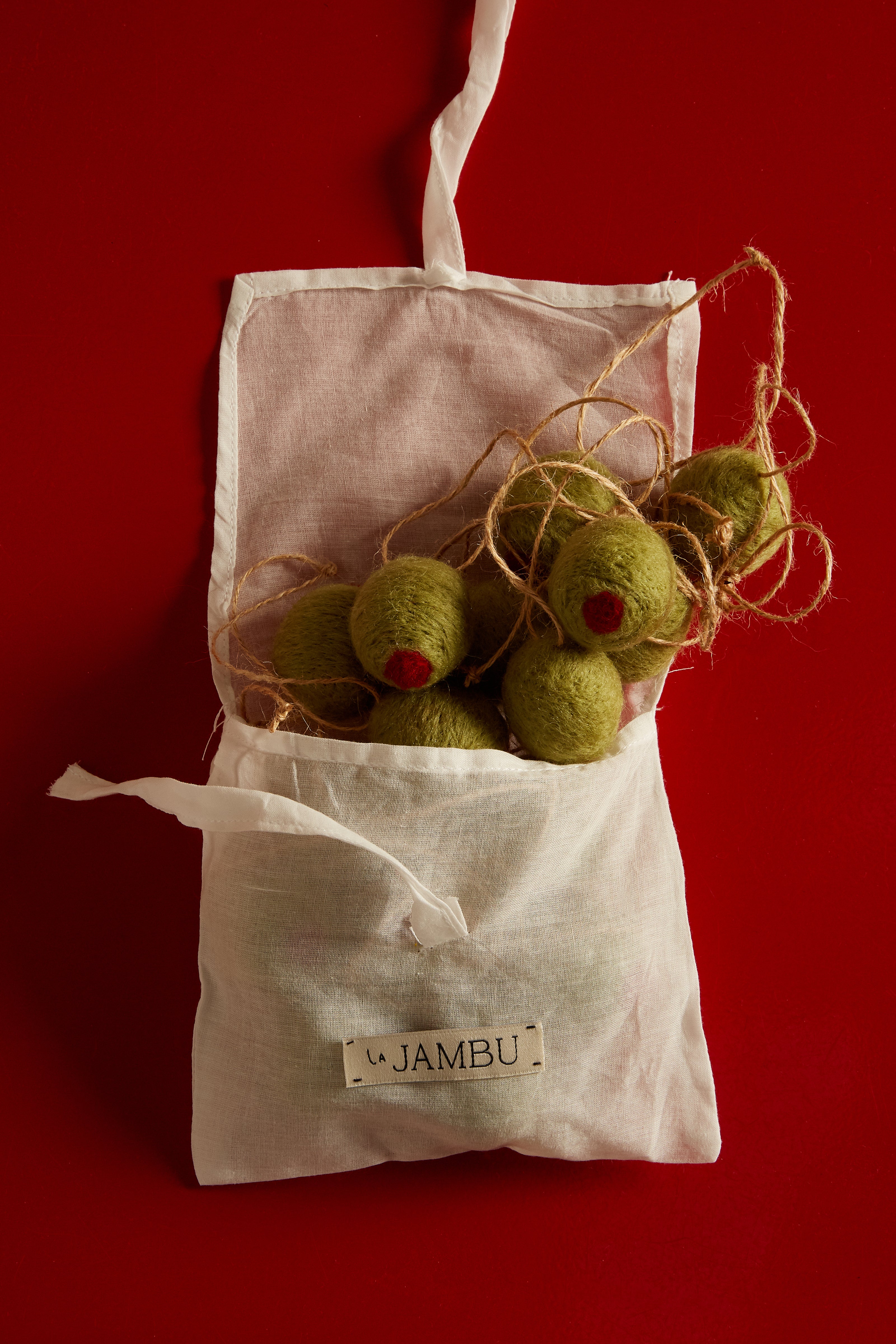 Natural Wool Olive Baubles