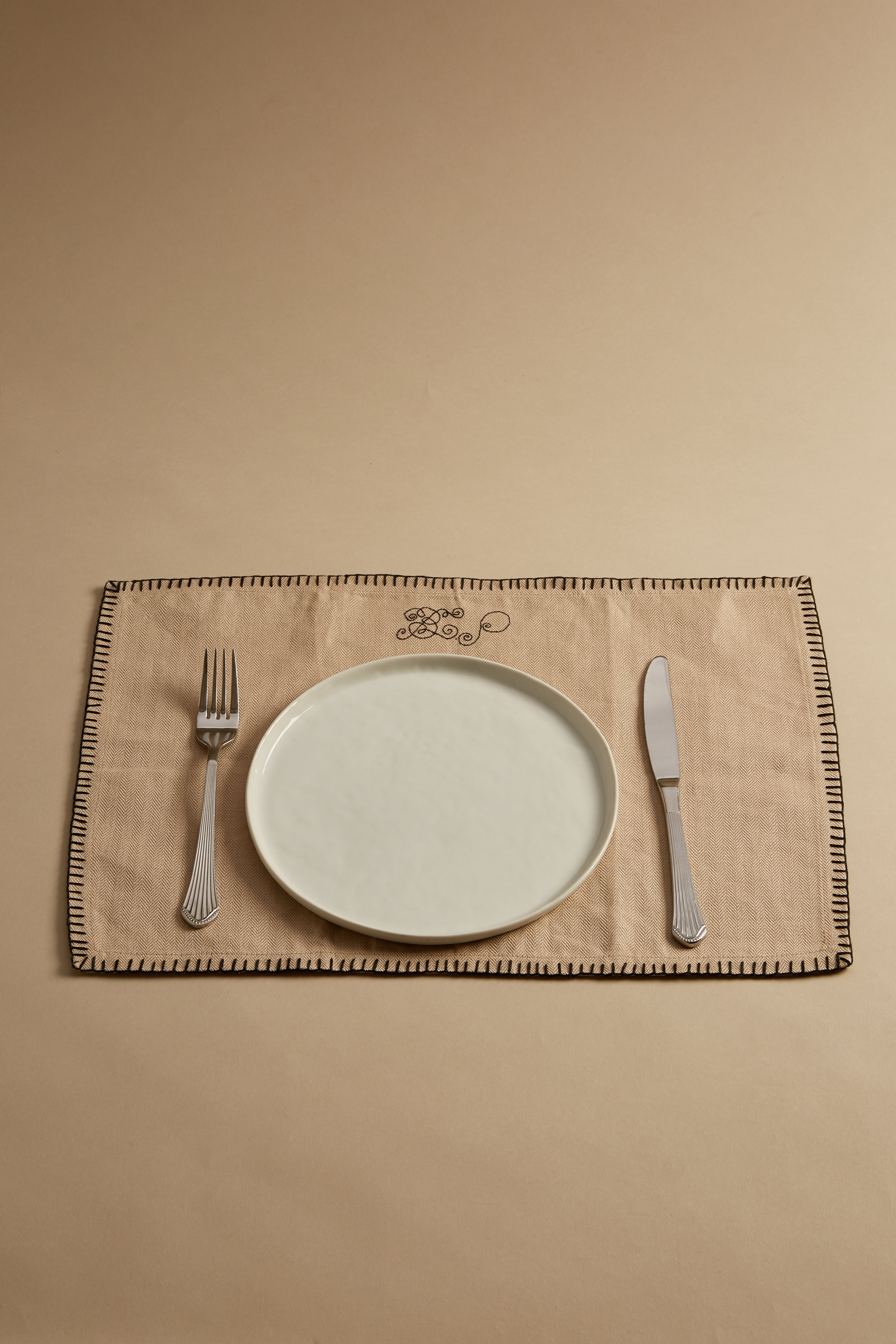 Customised Hand Embroidered Ancient Initials Tablemats