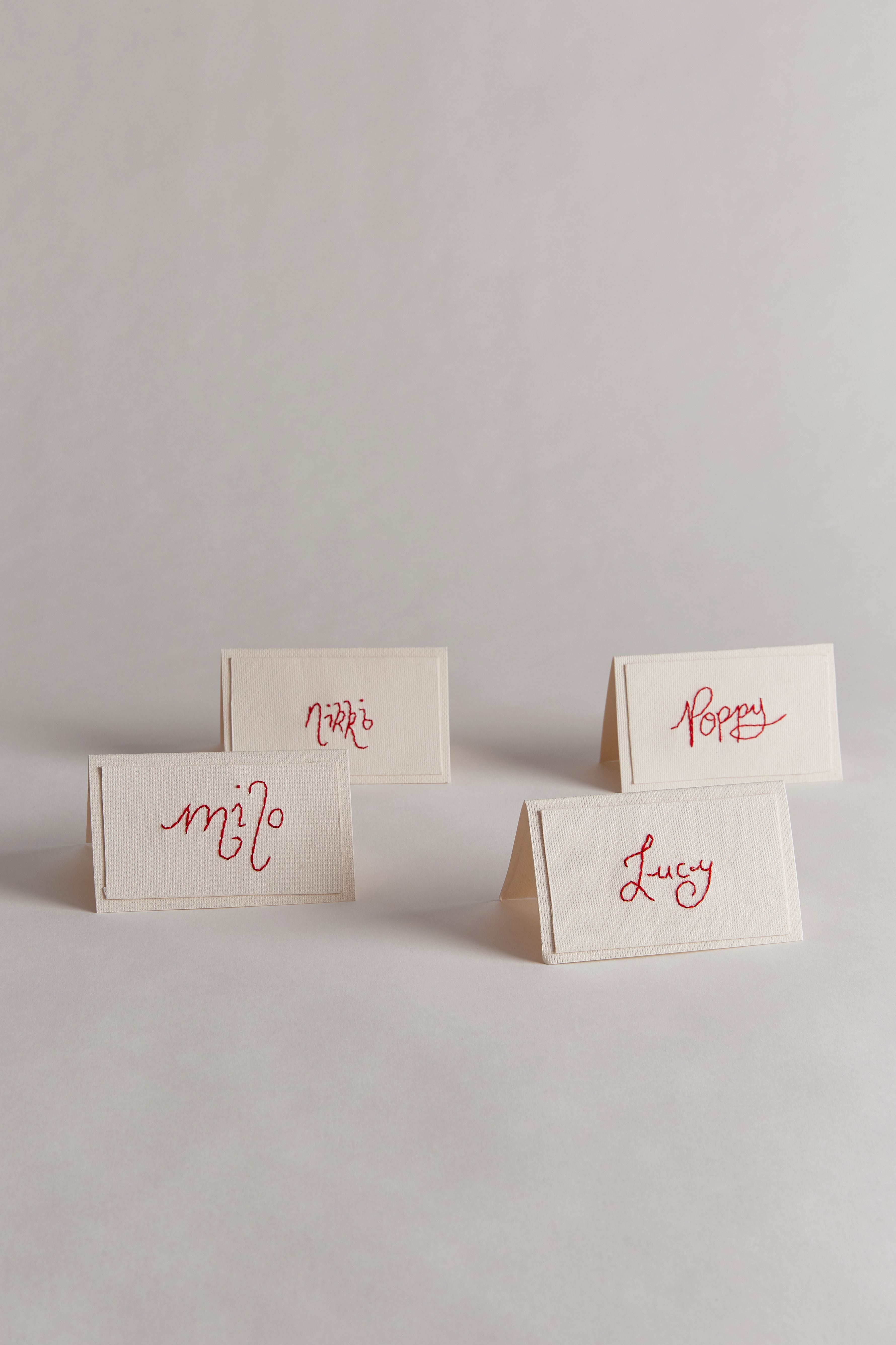 Customised Hand Embroidered Place Cards